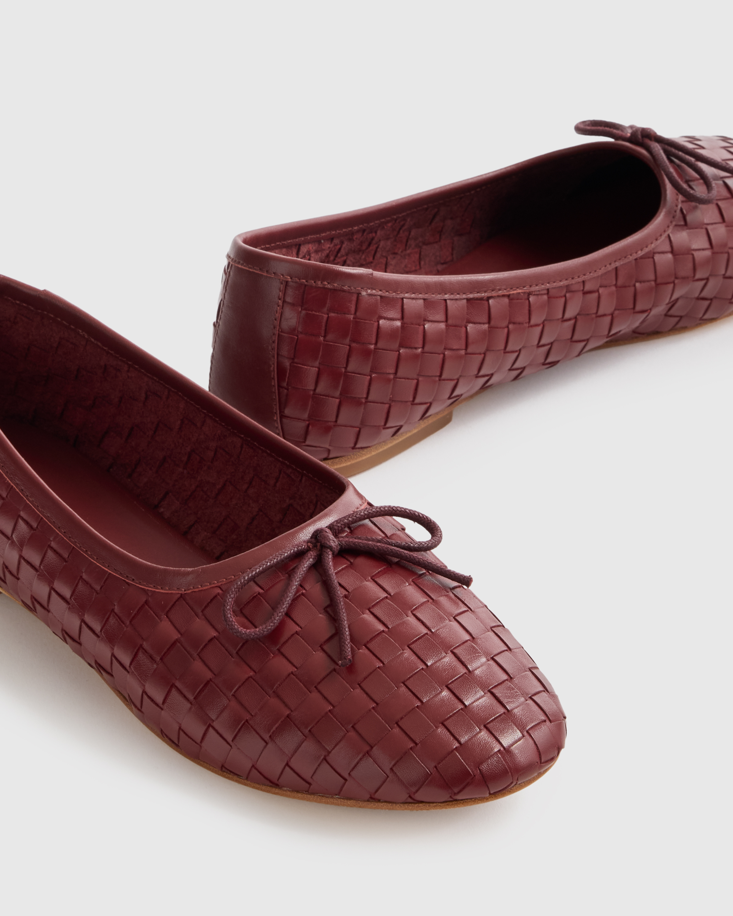Italian Leather Handwoven Ballet Flat in Stone