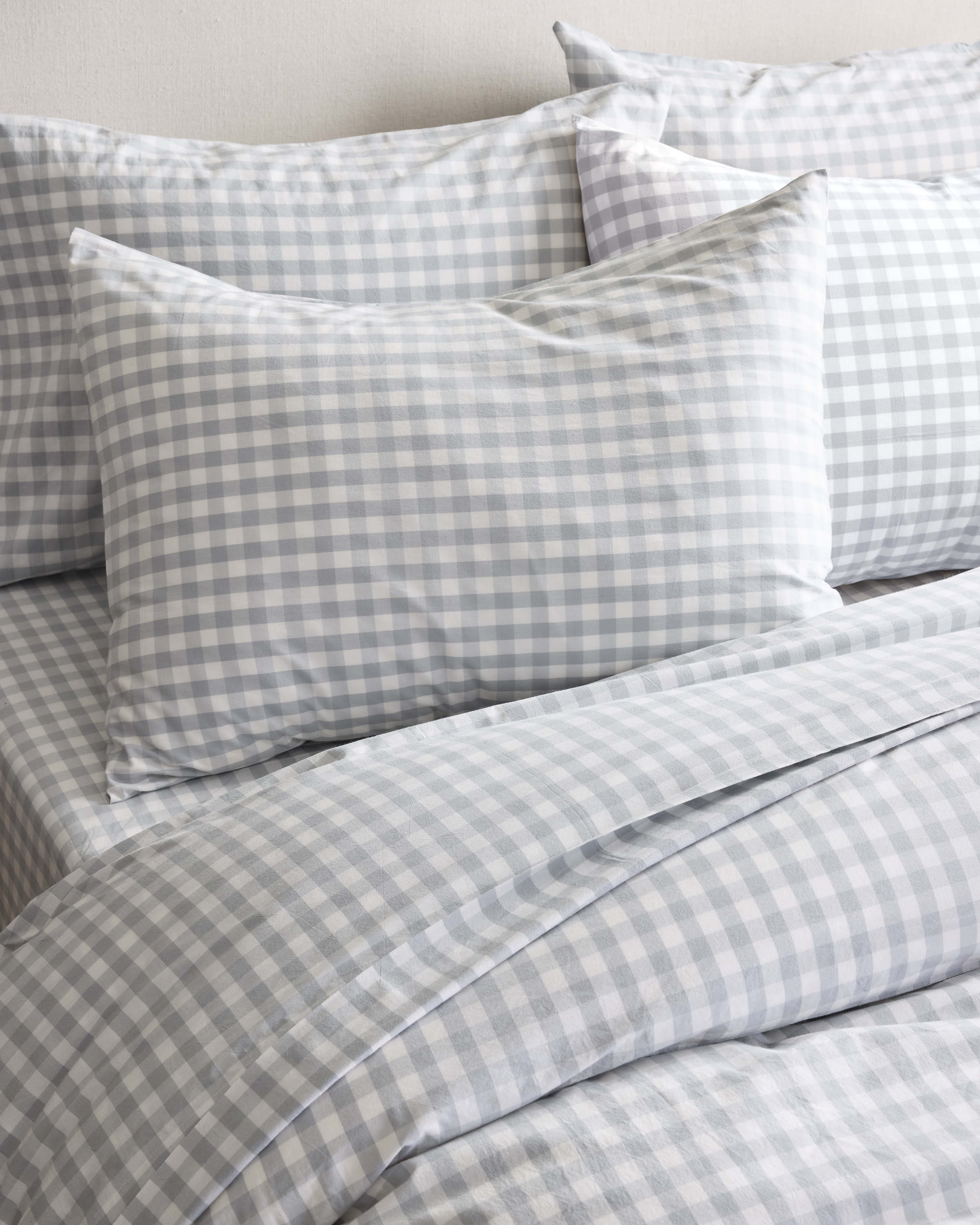 Blue Fog Classic Organic Percale Gingham Sham Set