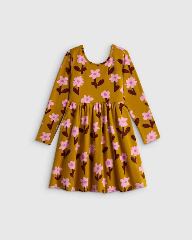 Daisy Patch Organic Cotton Long Sleeve Skater Dress