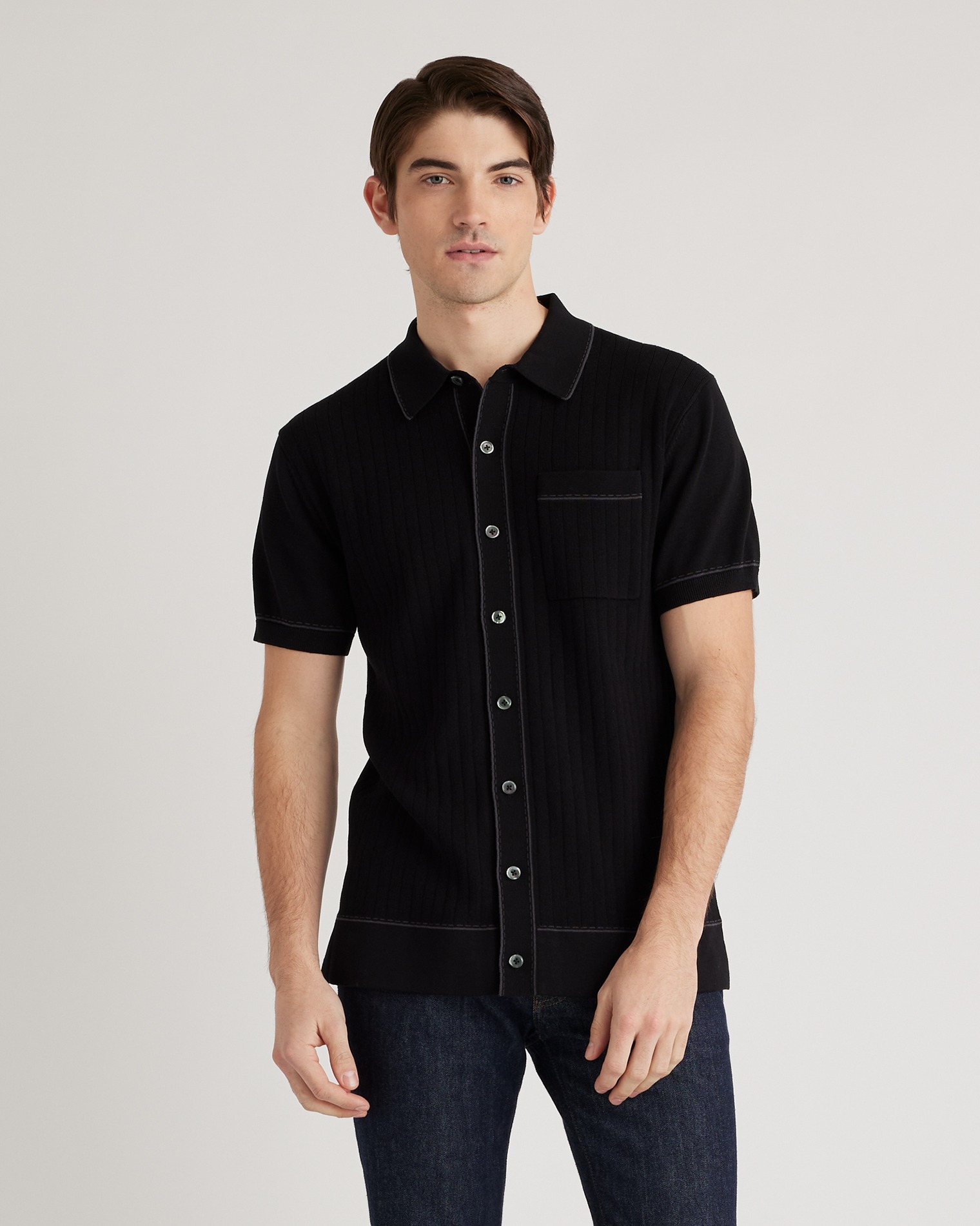 Polo Blue Pinstripe Button Down Shirts With Sweaters On Top