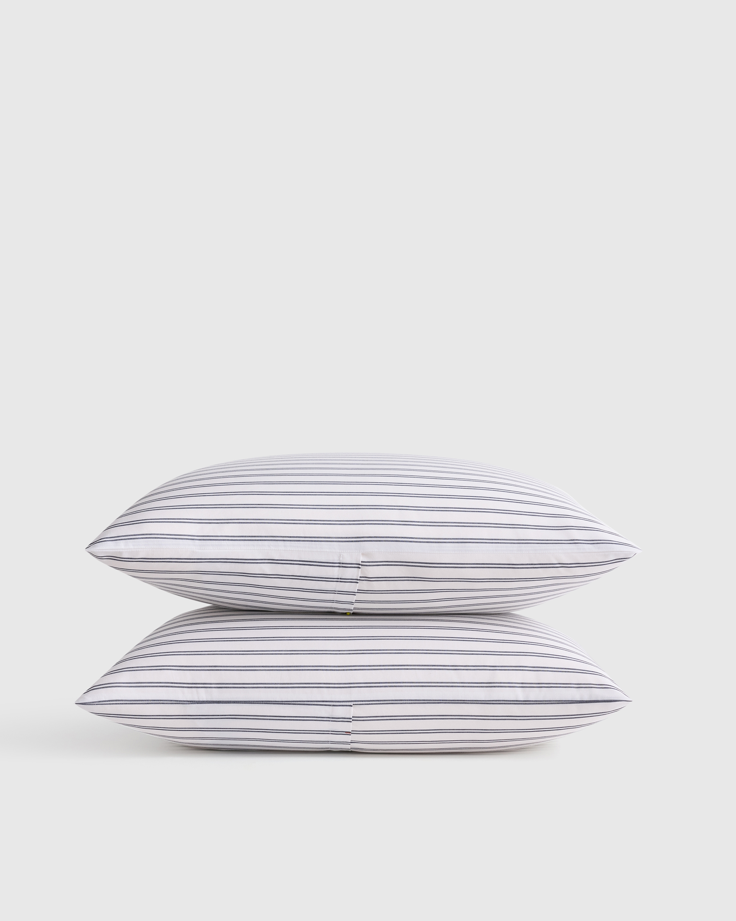 White/Navy Classic Organic Percale Double Stripe Sham Set