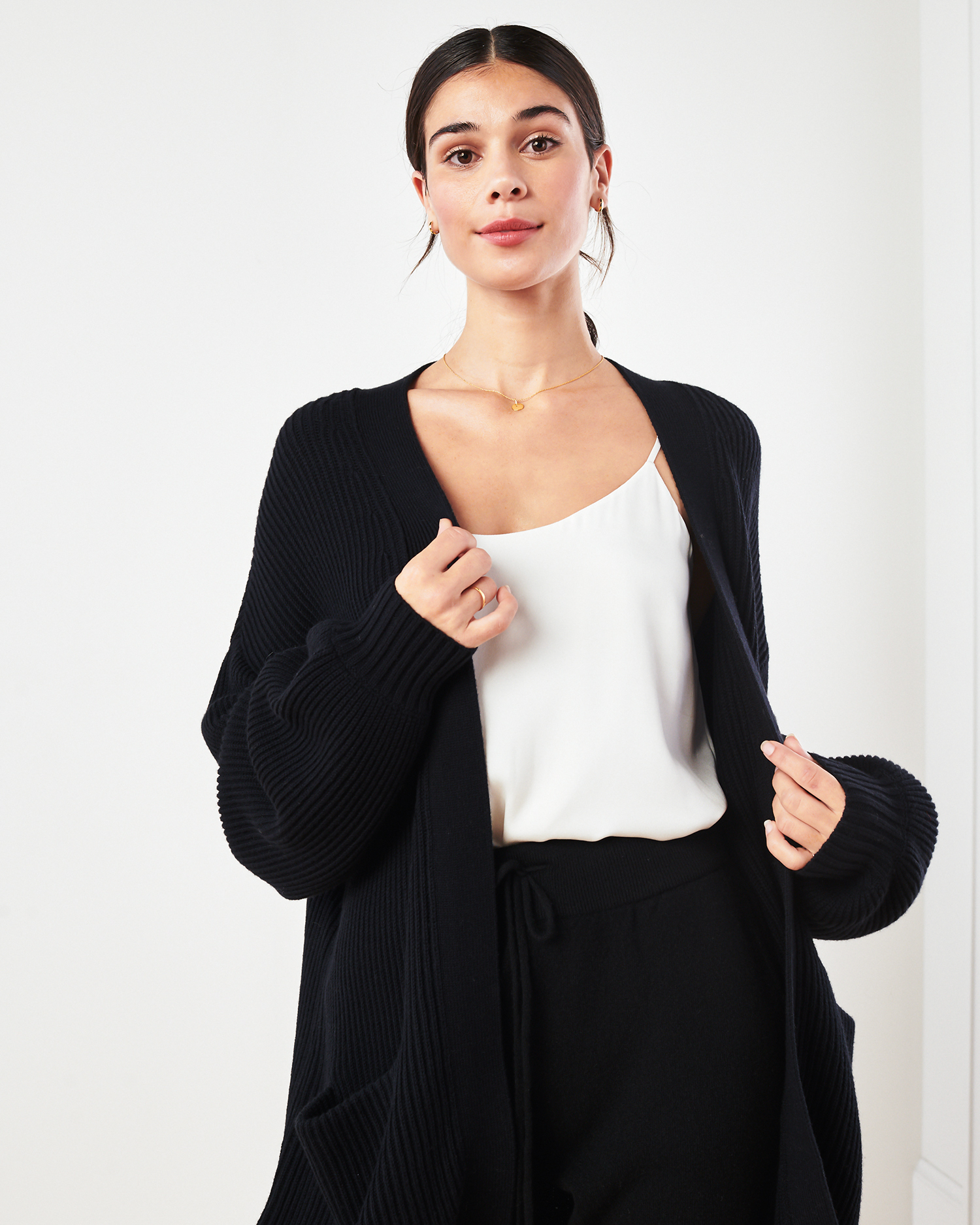 100% Organic Cotton Oversized Cardigan in Black