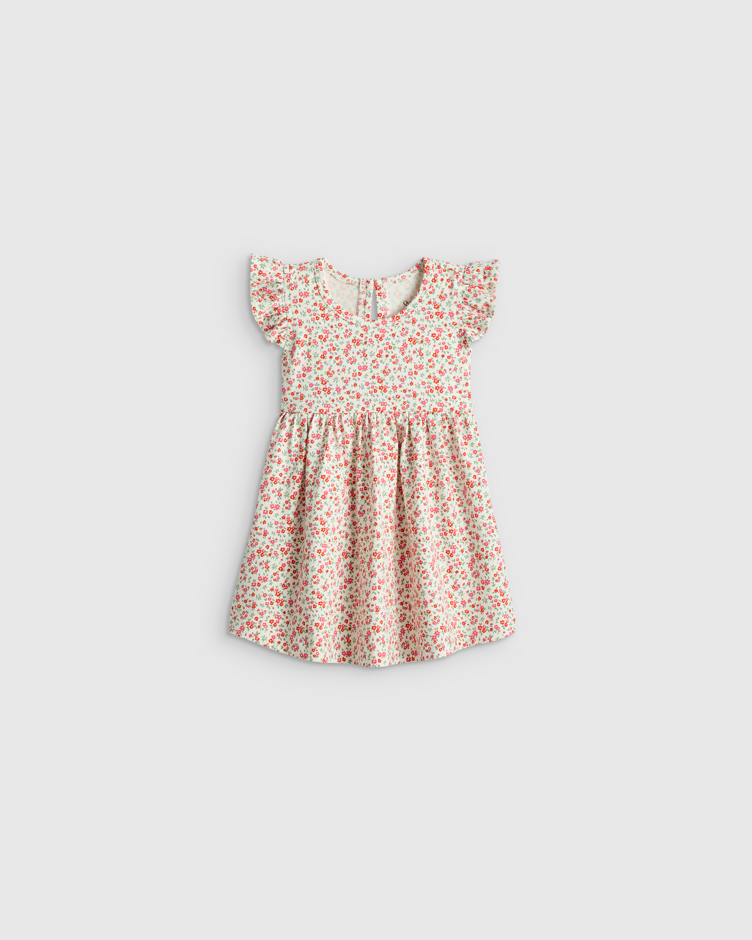 Mini Floral Organic Cotton Sleeveless Ruffle Dress 
