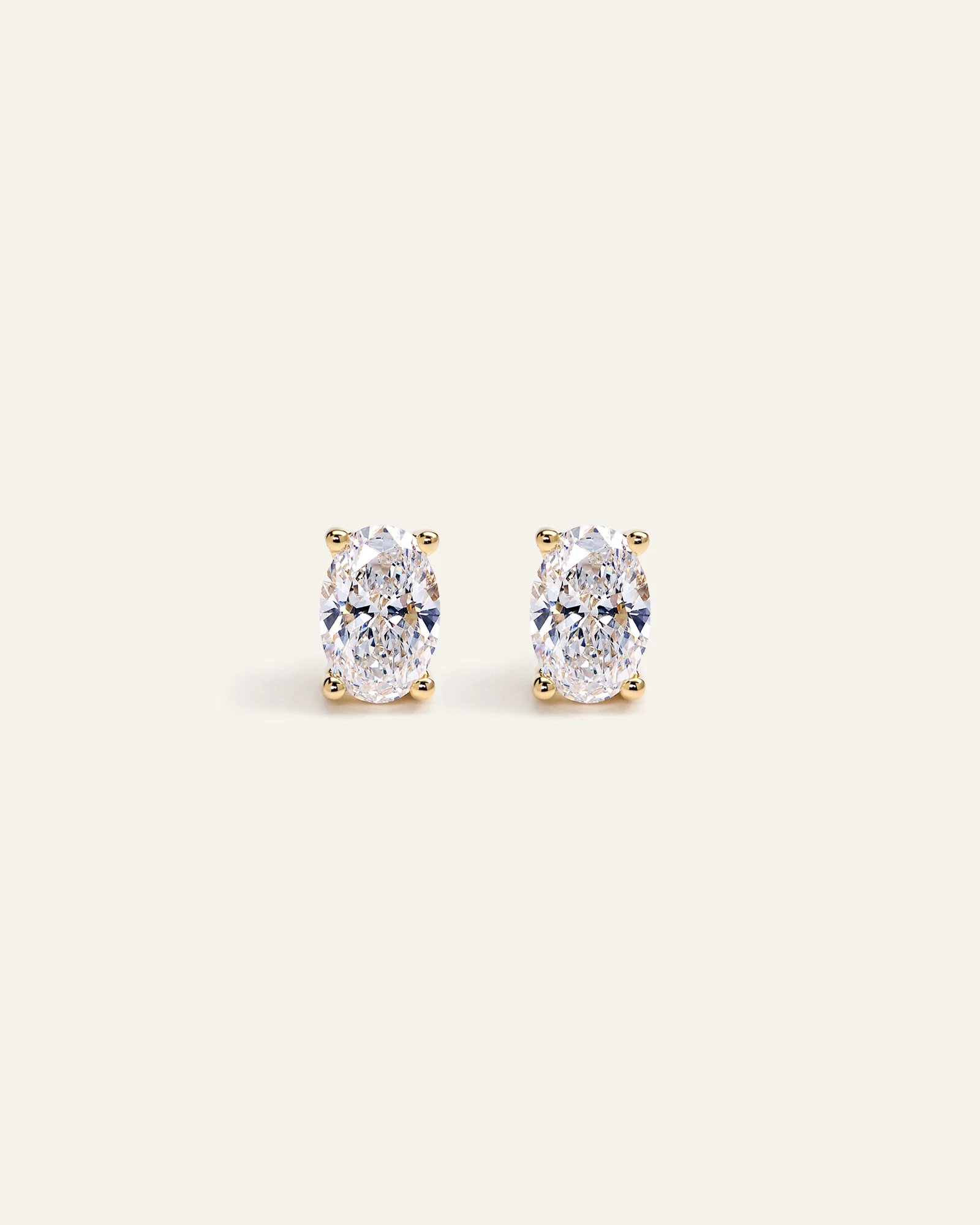 14K Gold Lab Grown Diamond Oval Solitaire Studs