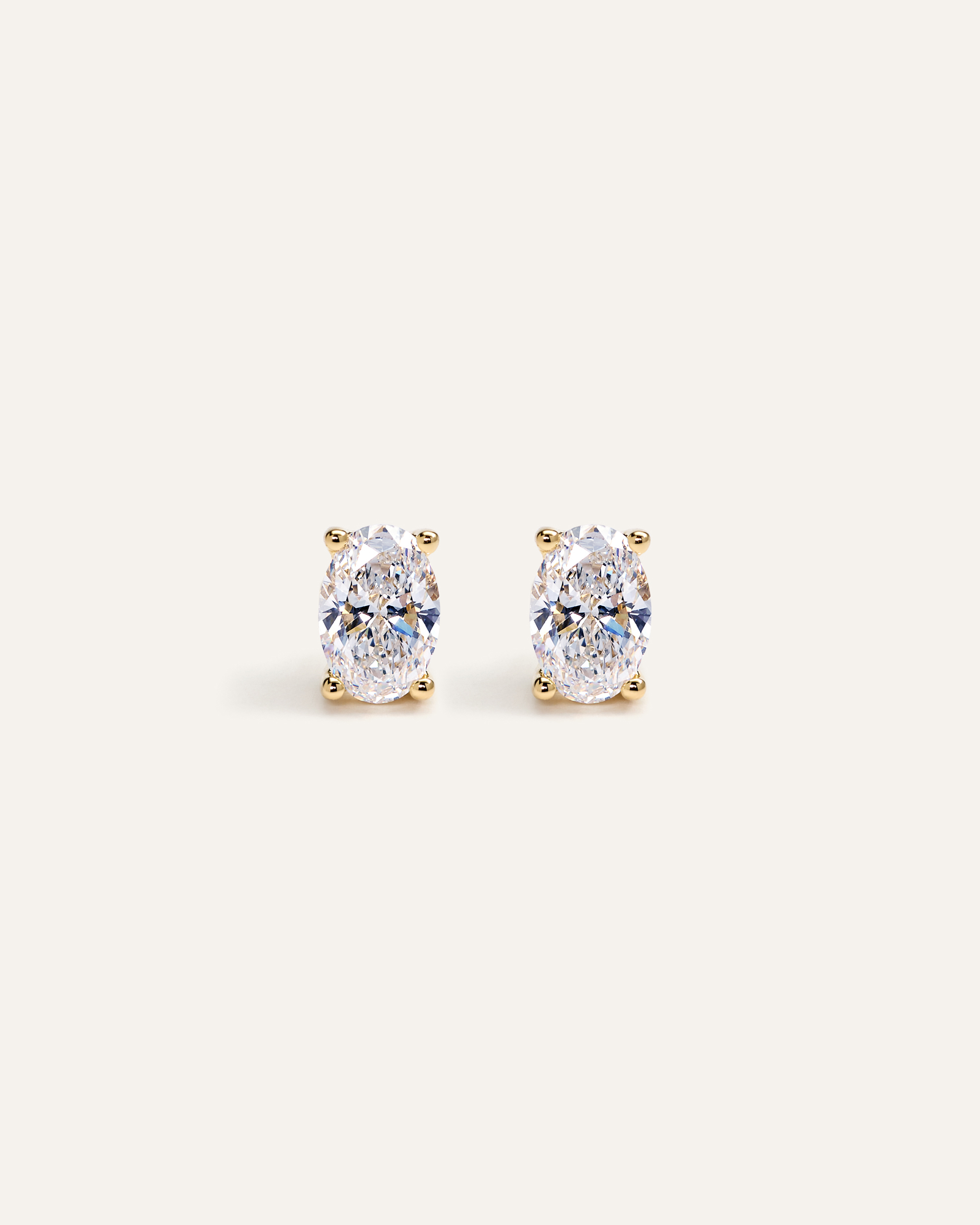 Yellow Gold 14k Gold Lab Grown Diamond Oval Solitaire Studs