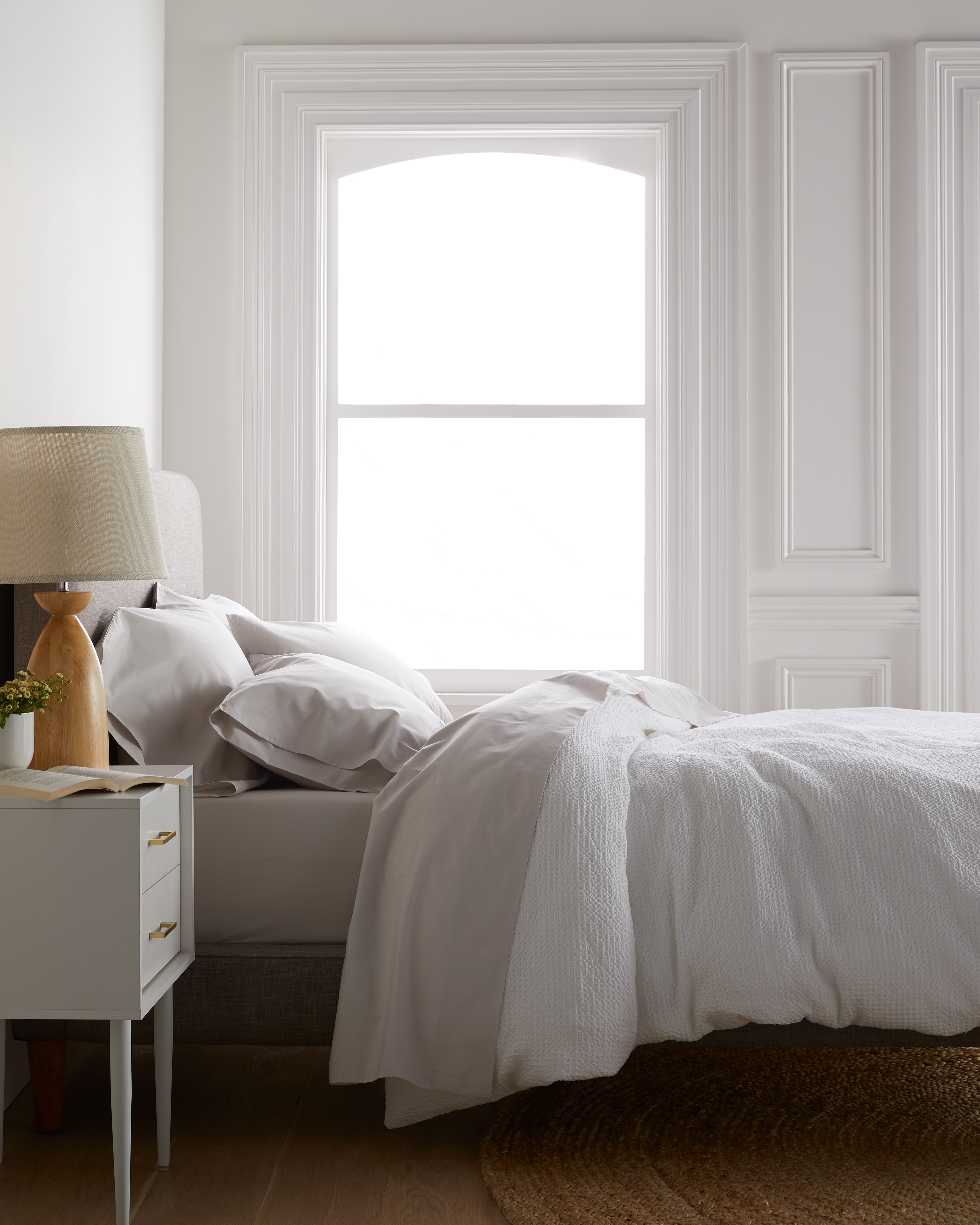 White Organic Luxe Honeycomb Duvet Cover