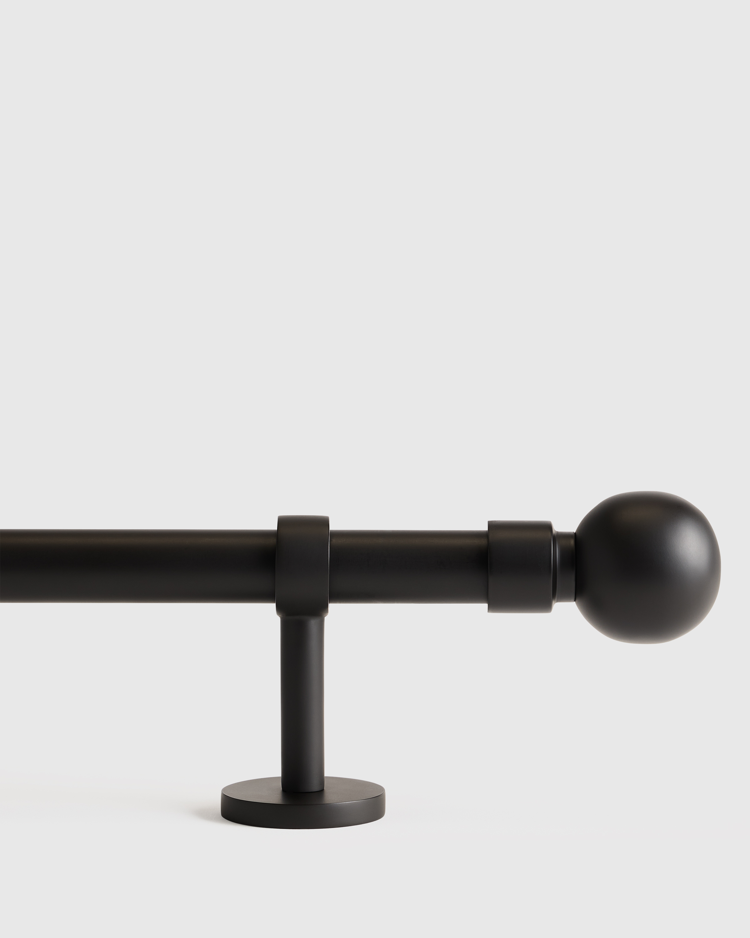 Matte Black Solid Brass Curtain Rod Set with Ball Finial