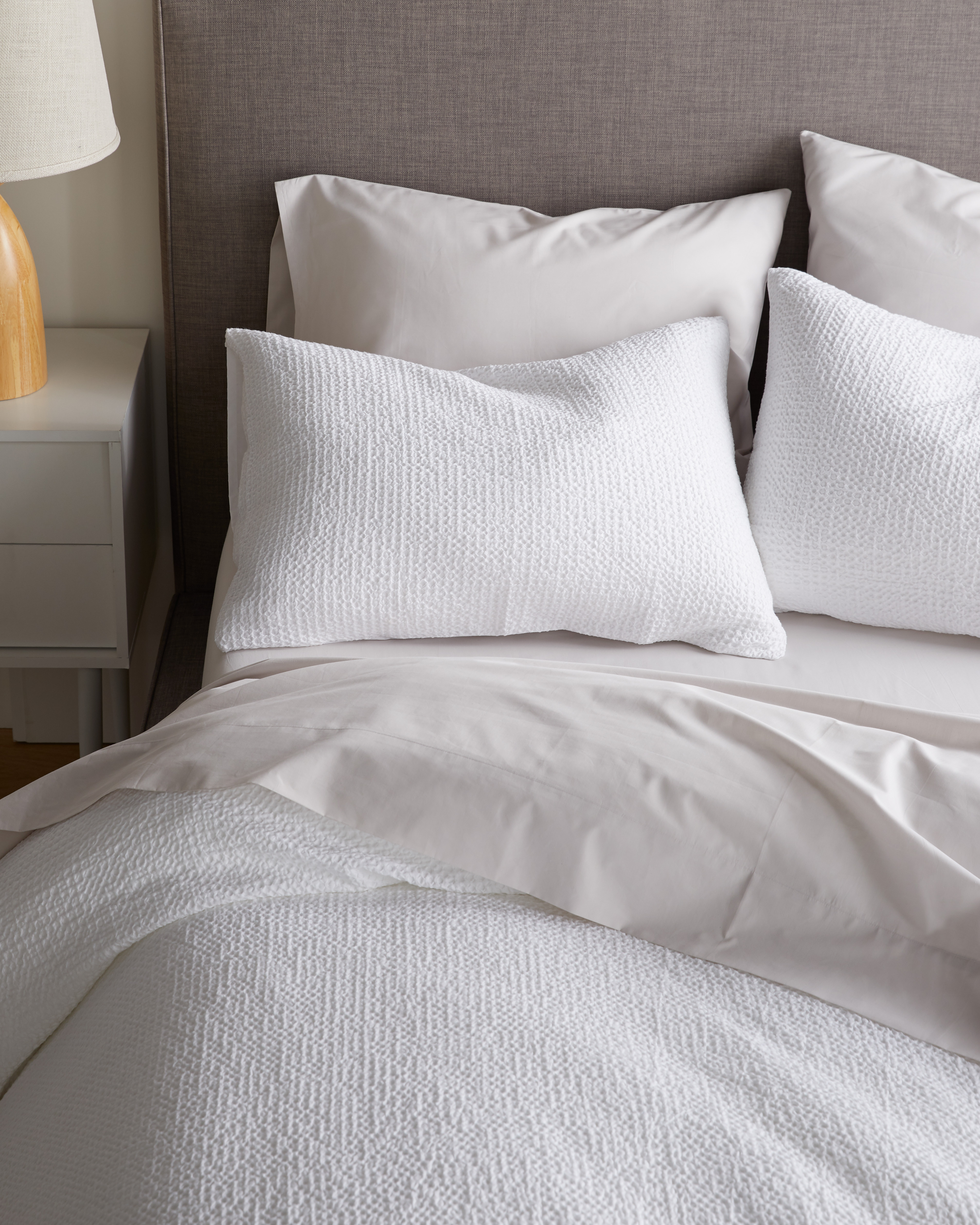 White Organic Luxe Honeycomb Sham Set