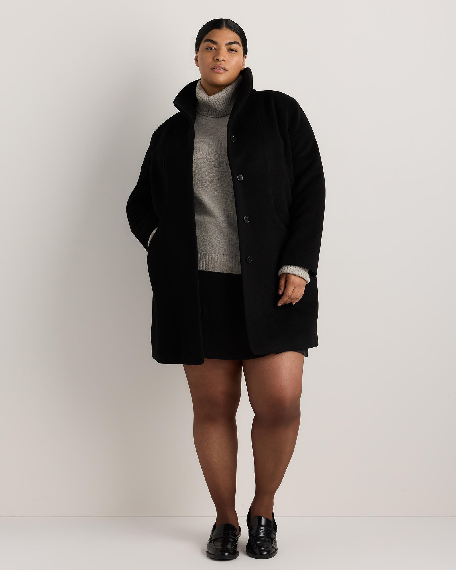 Wool Cashmere Cocoon Coat - Plus Size
