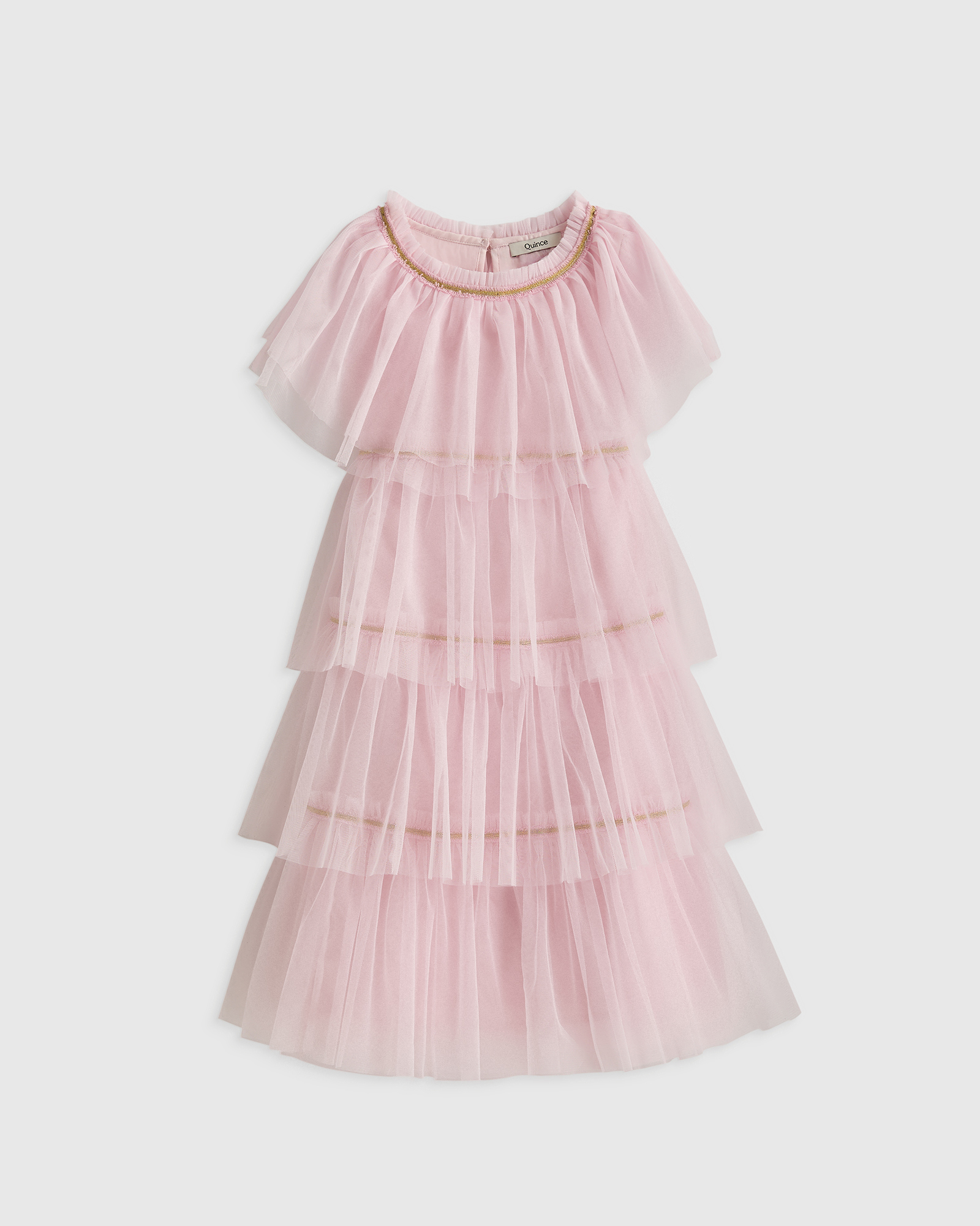 Pale Pink Recycled Tulle Tiered Dress