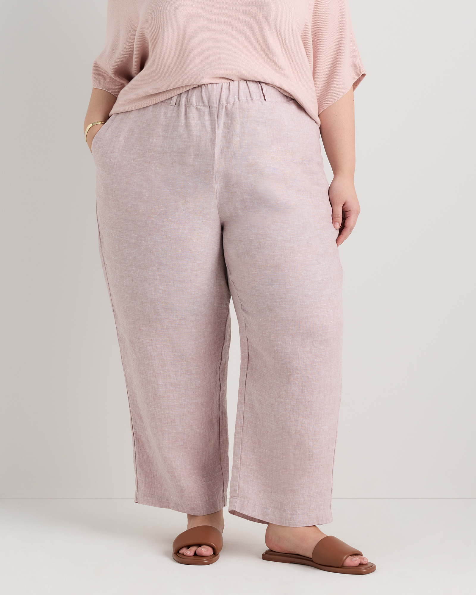 Vintage Pink Chambray 100% European Linen Pants
