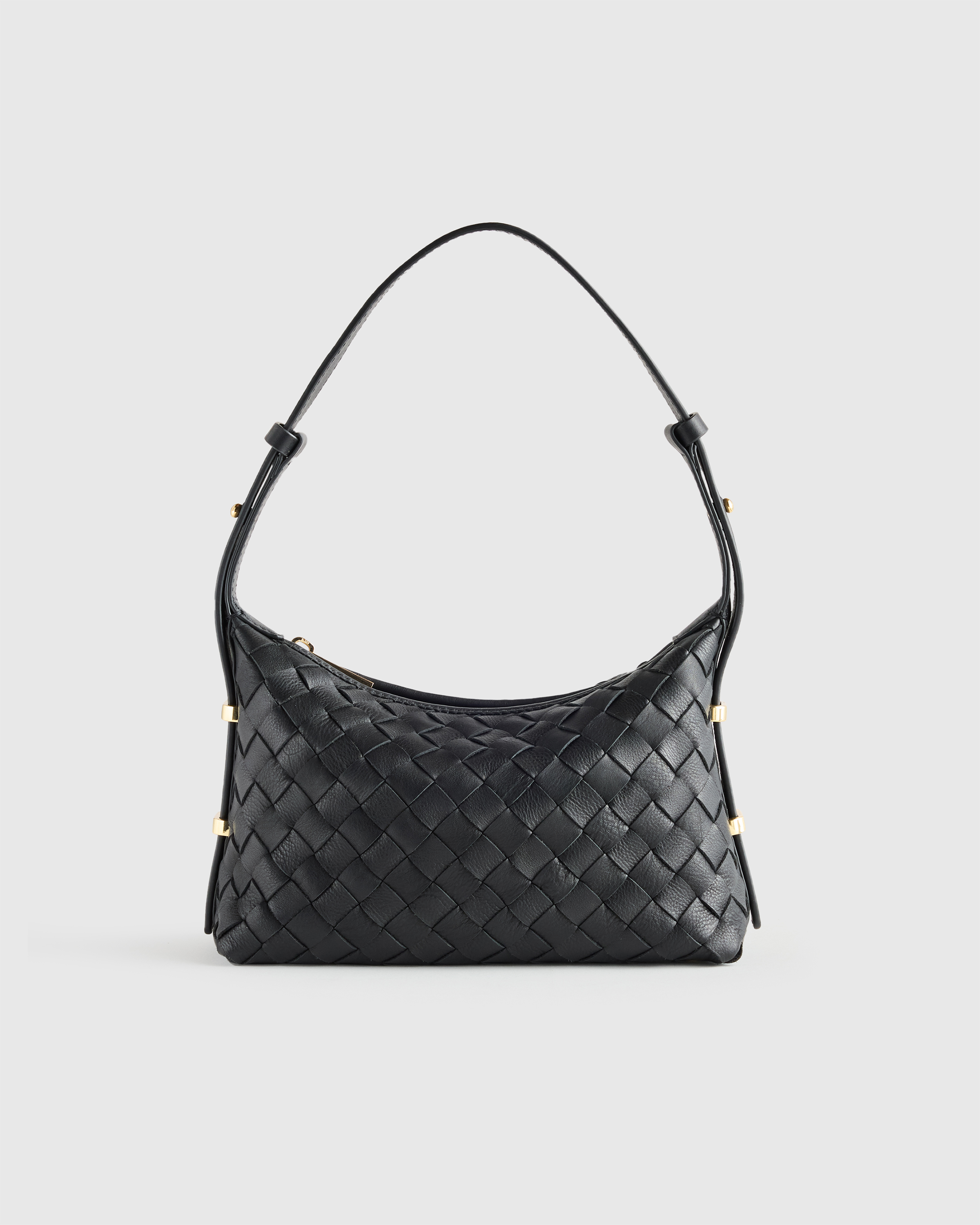 Black Italian Leather Handwoven Mini Bag