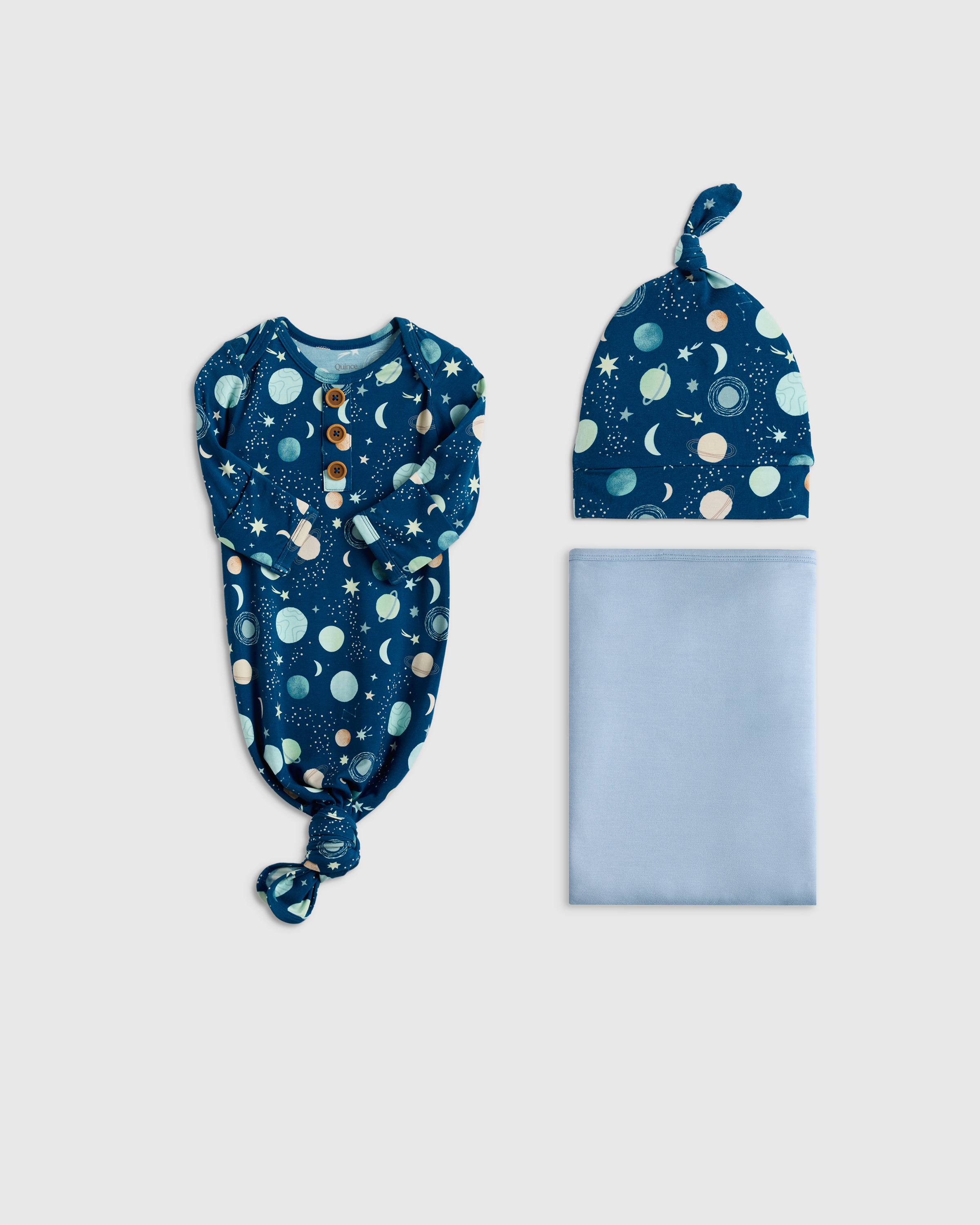 Celestial Dreams Bamboo Gown, Hat & Swaddle Layette Set