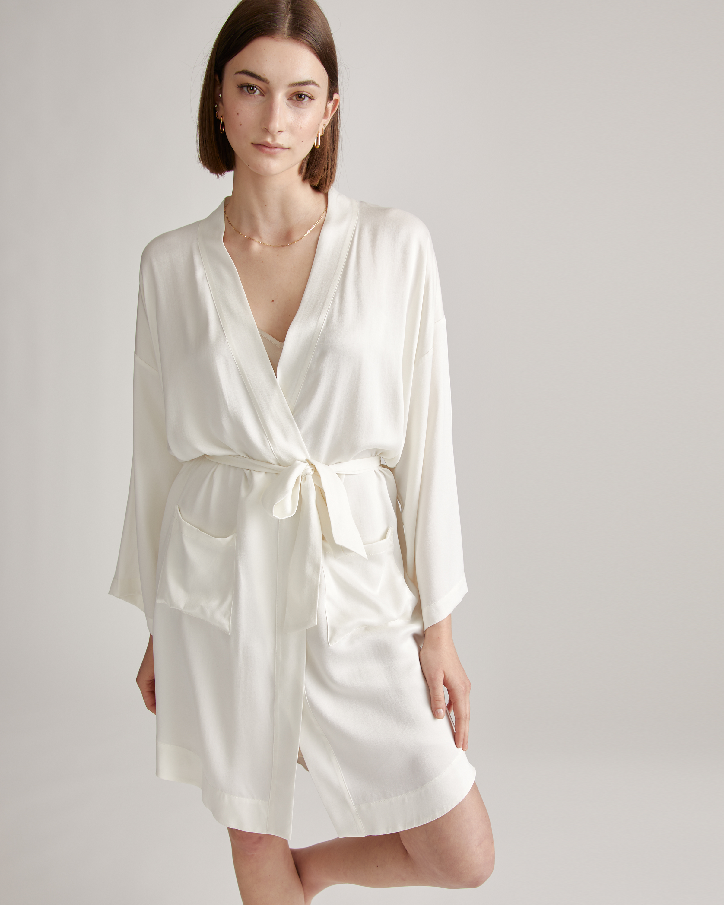 Ivory 100% Washable Silk Robe