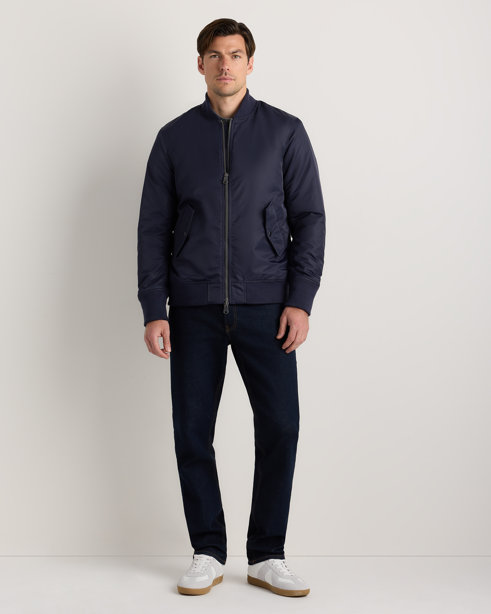 Men's Flight Nylon Bomber Jacket in Navy