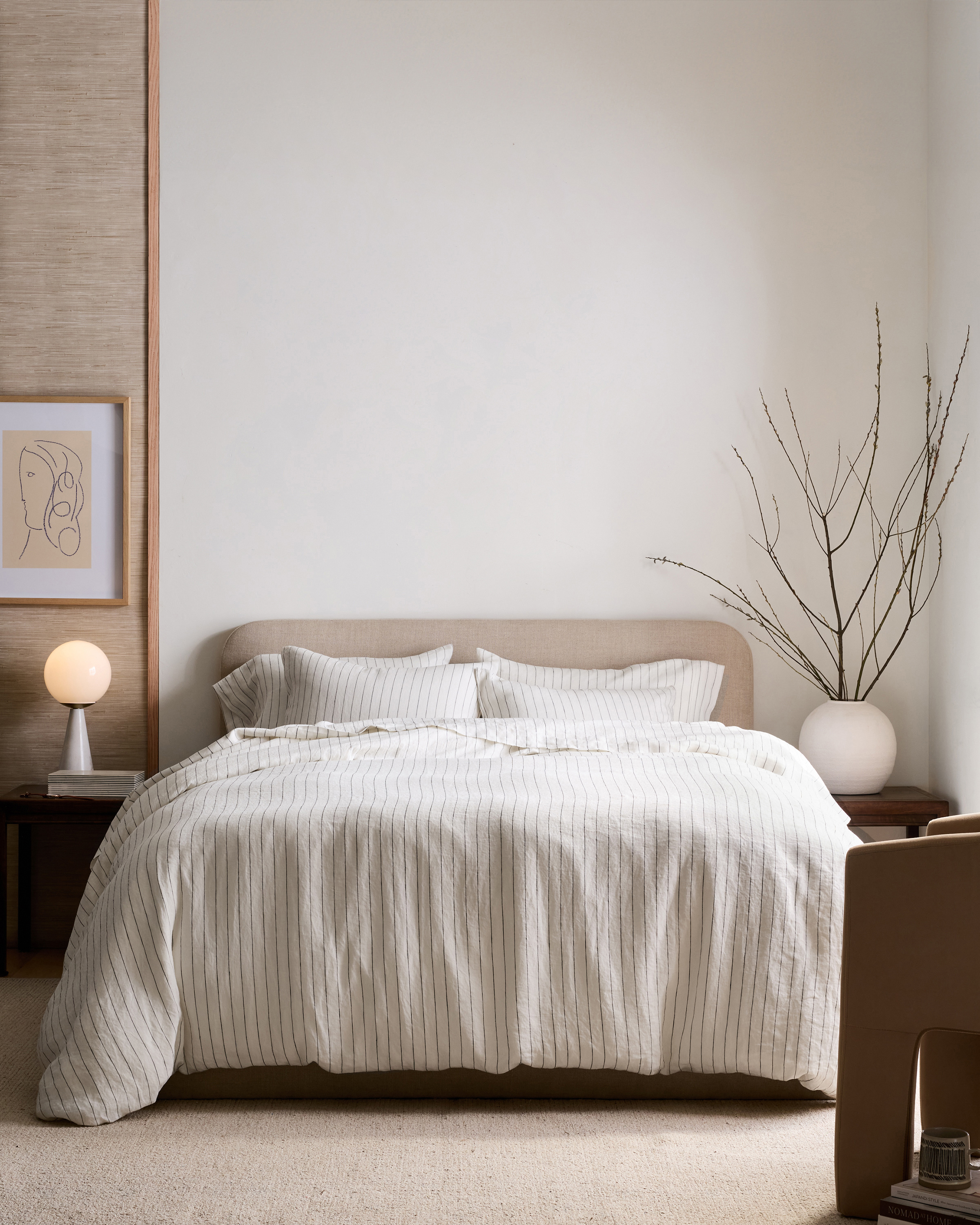 Pencil Stripe European Linen Stripe Deluxe Bedding Bundle