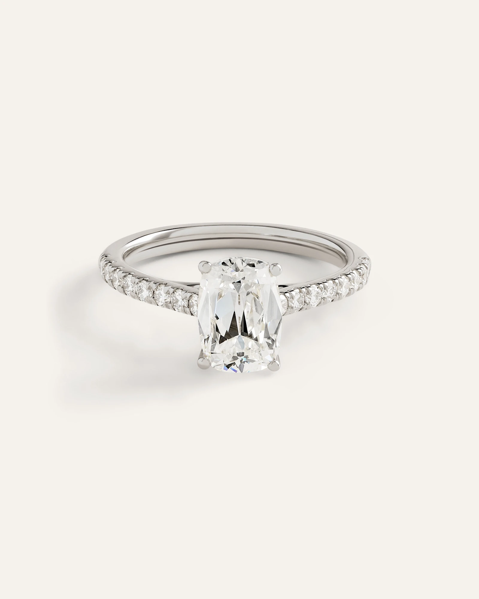 Lab Grown Diamond Antique Cushion Pave Trellis Cathedral Engagement Ring - 2ct