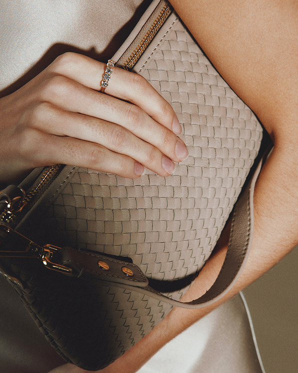 Taupe Italian Handwoven Leather Mini Shoulder Bag