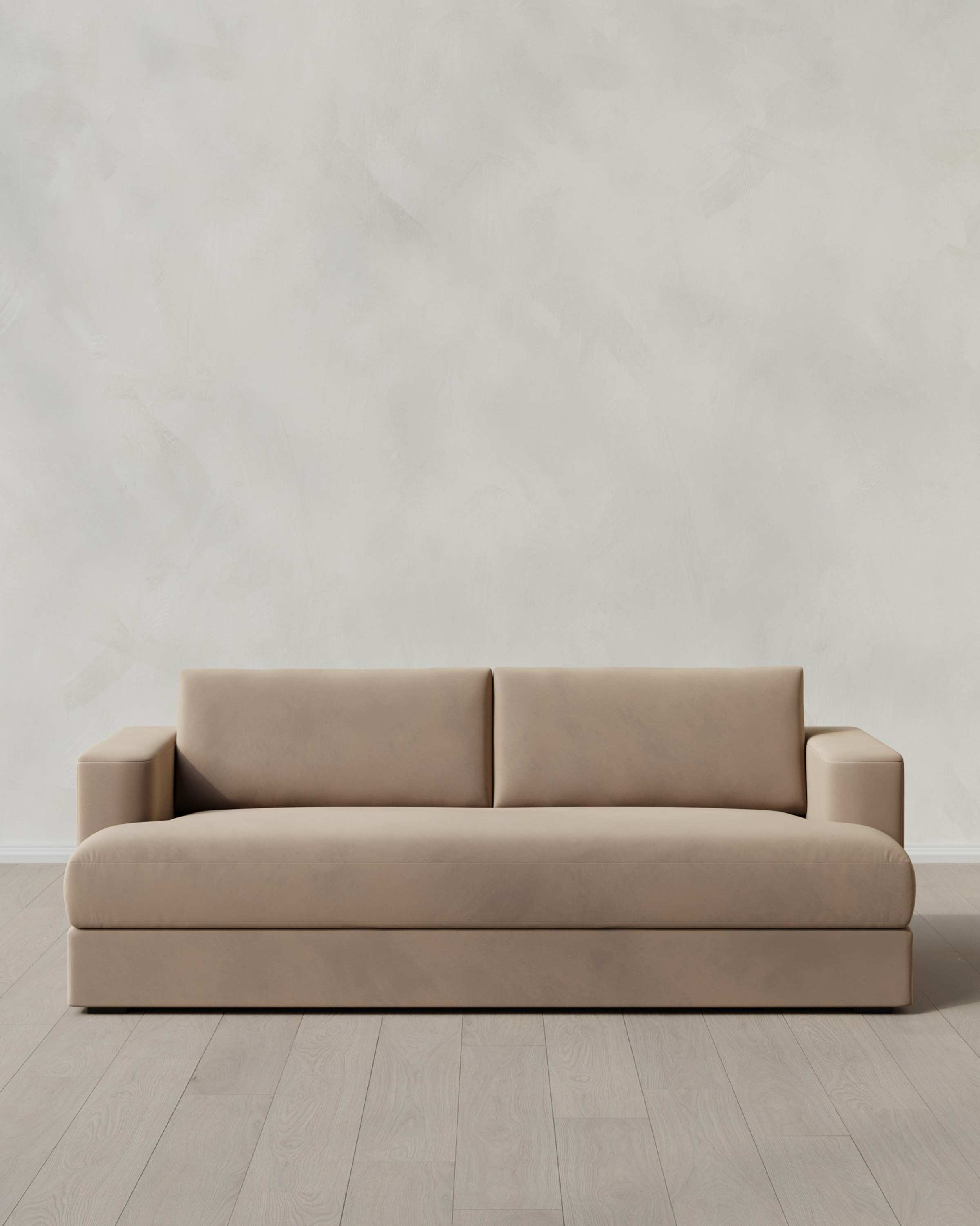 Taupe Sierra Curved Arm Sofa in Performance Velvet