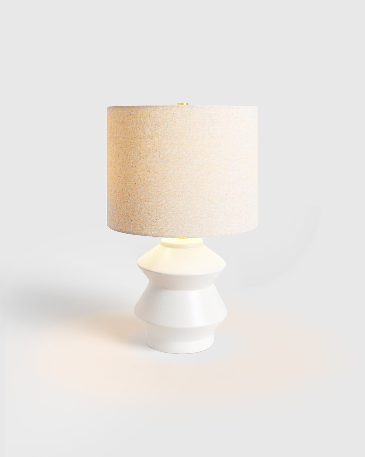 Geometric Ceramic Table lamp with Linen Shade - thumbnail 3