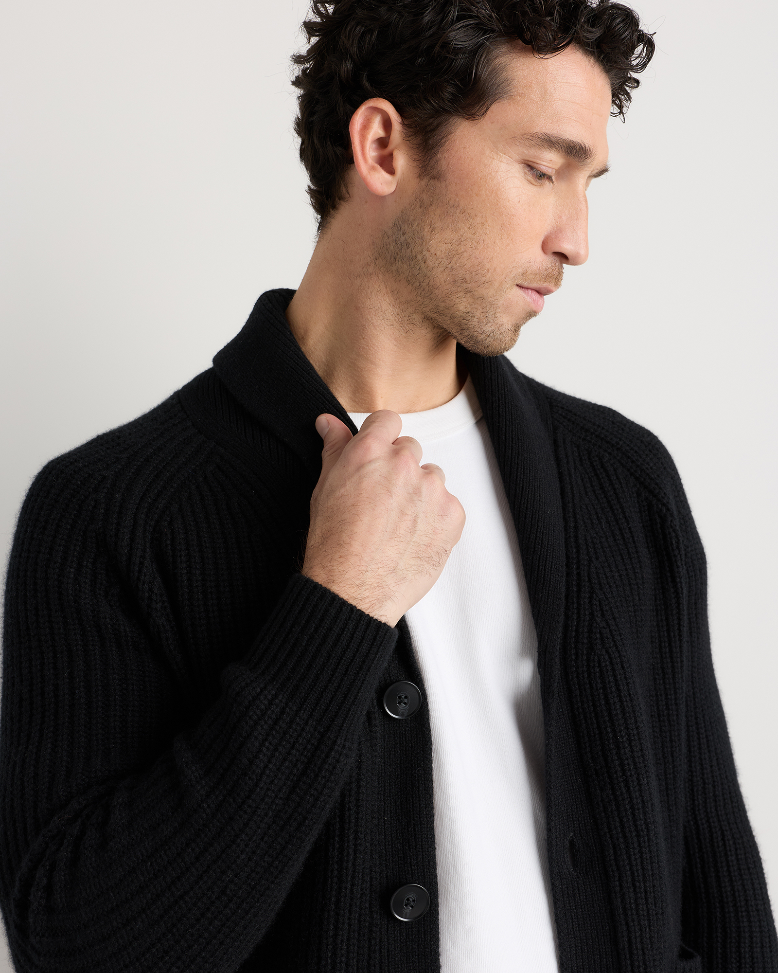 men's cashmere shawl collar cardigan sweater