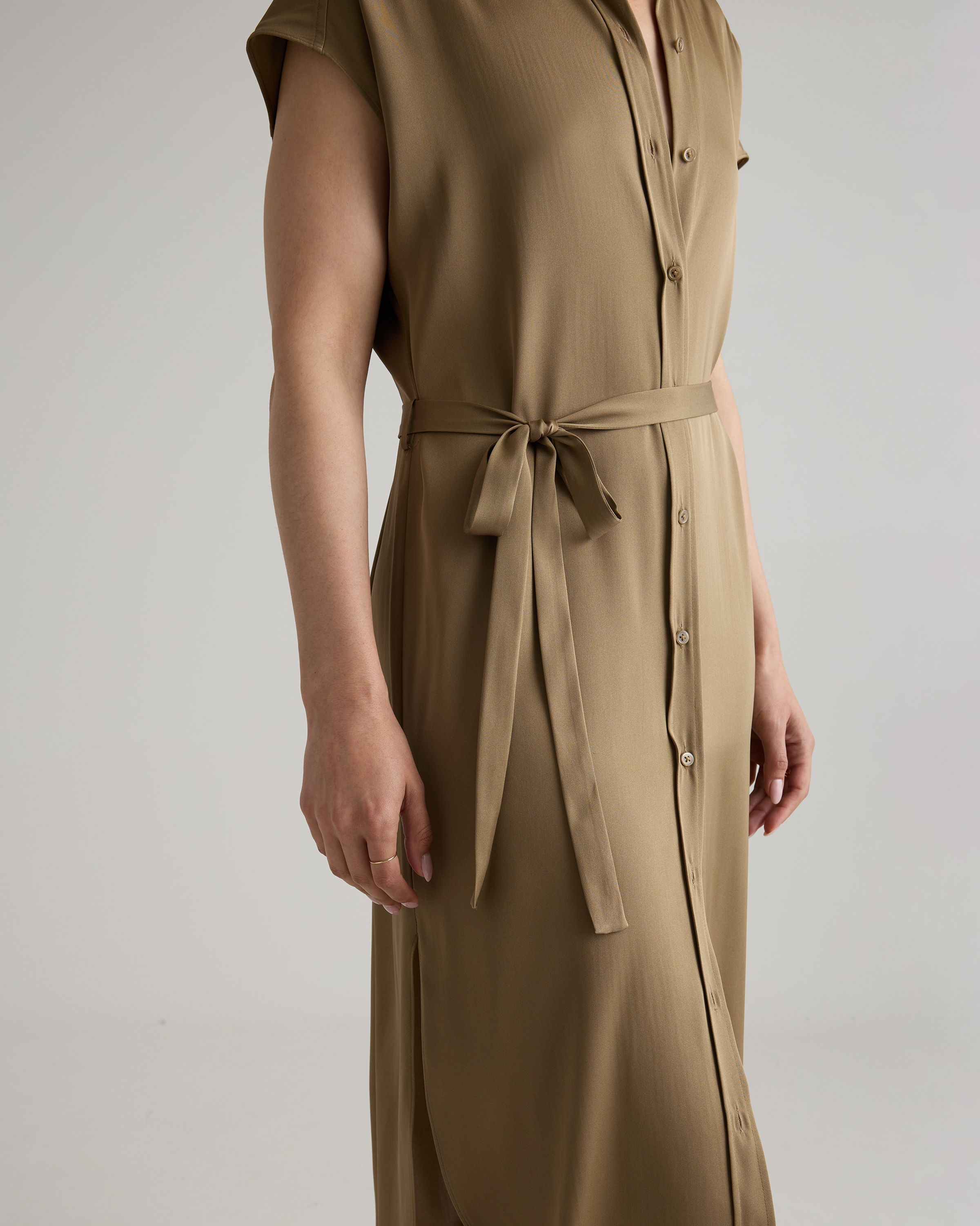 knee length dresses for ladies Summer White Button Front Midi Shirt Dress 3607 – Xiaolizi