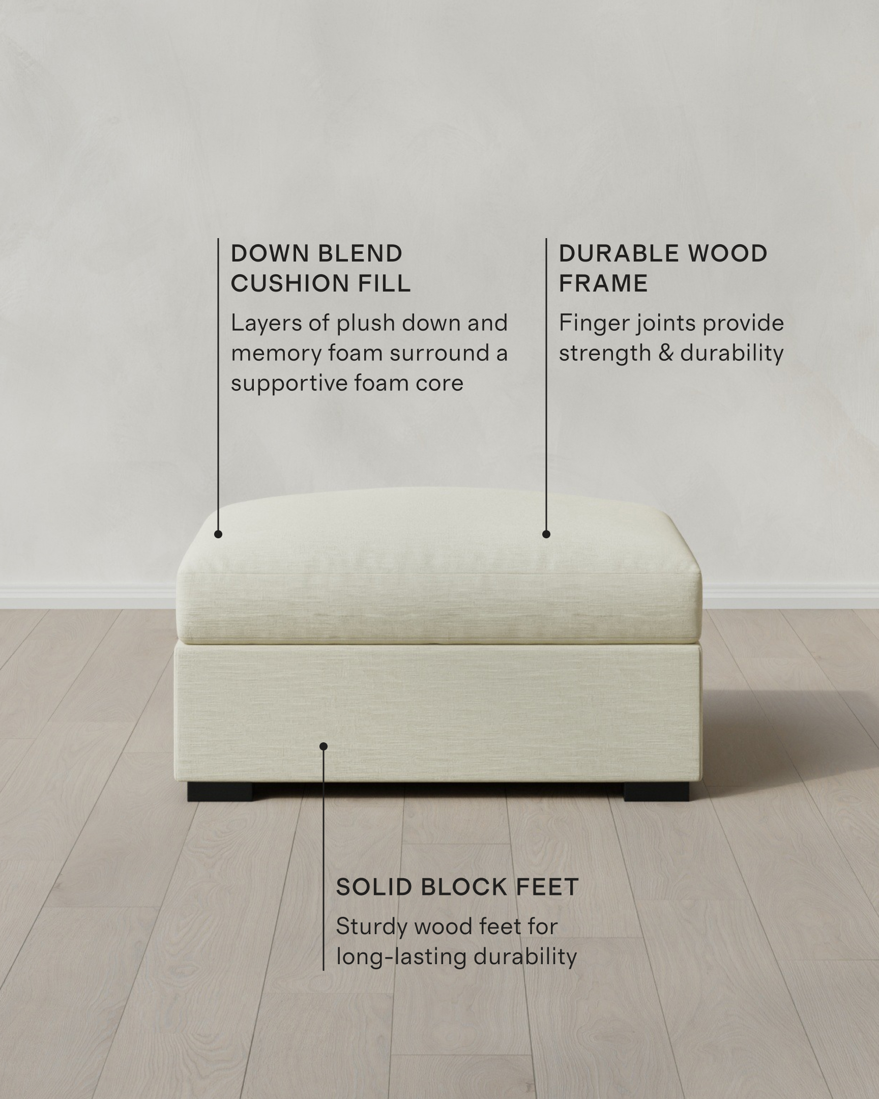 Oasis Ottoman in Performance Linen in Silver