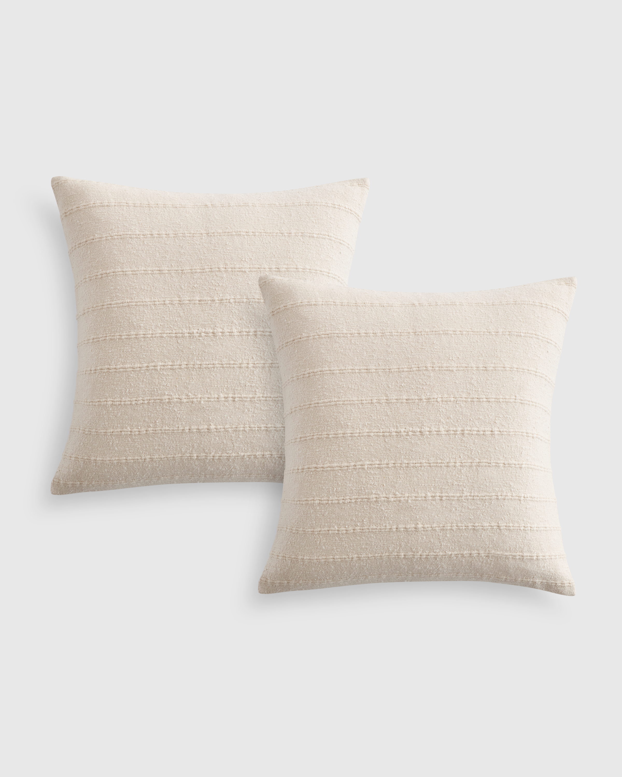 Natural Textured Striped Cotton Pillow Cover (Set of 2)