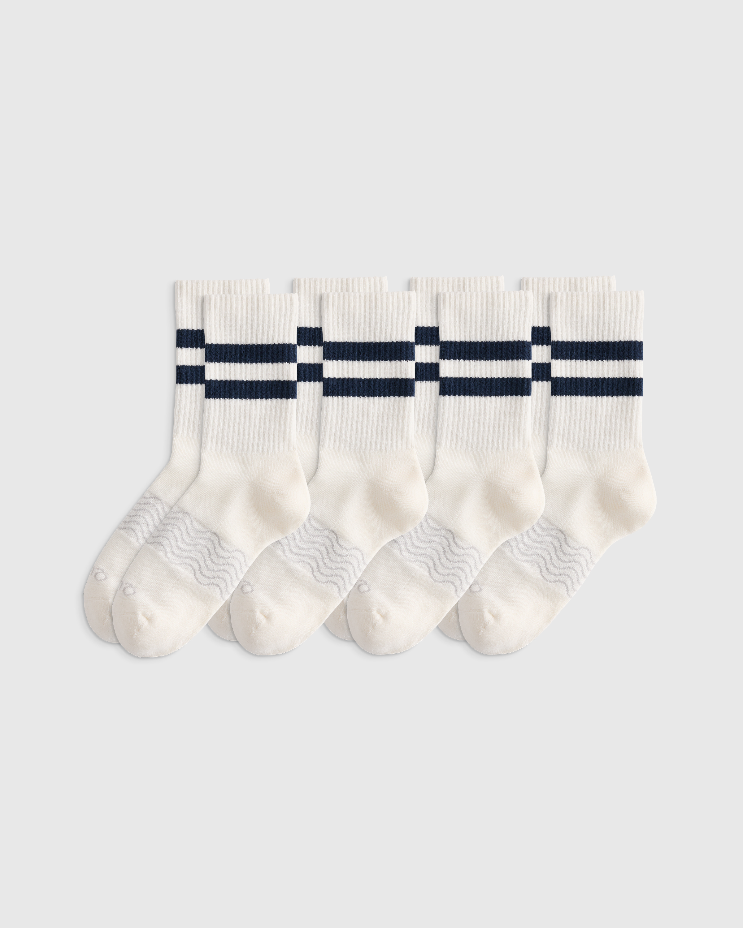 Ivory/Navy Stripe Everyday Cotton Varsity Stripes Half-Crew Sock (4-Pack)