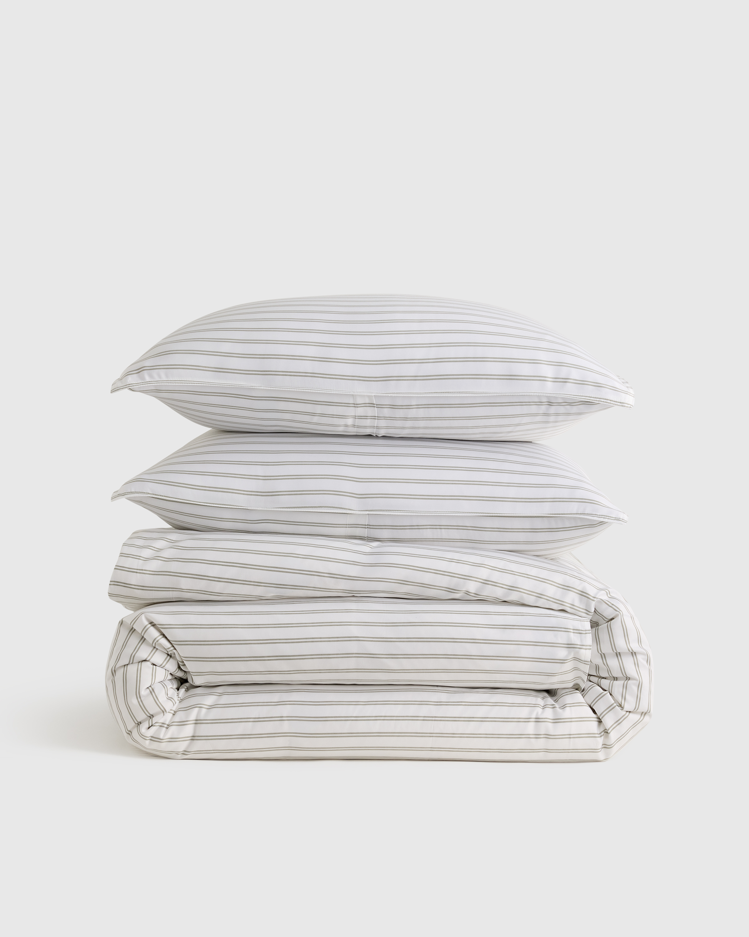 Double Stripe Sage Bamboo Duvet Cover Set