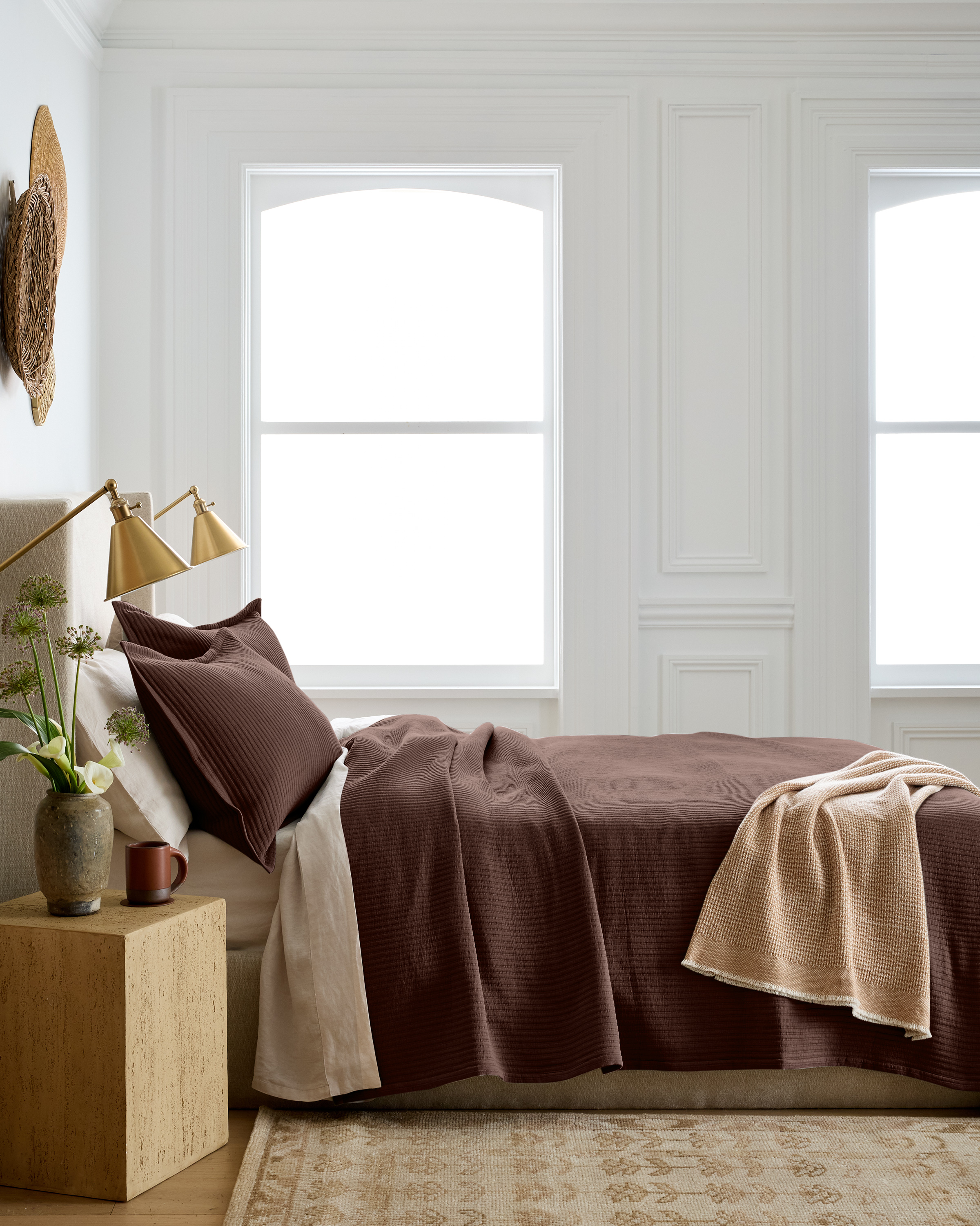 Espresso Organic Cotton Matelasse Coverlet