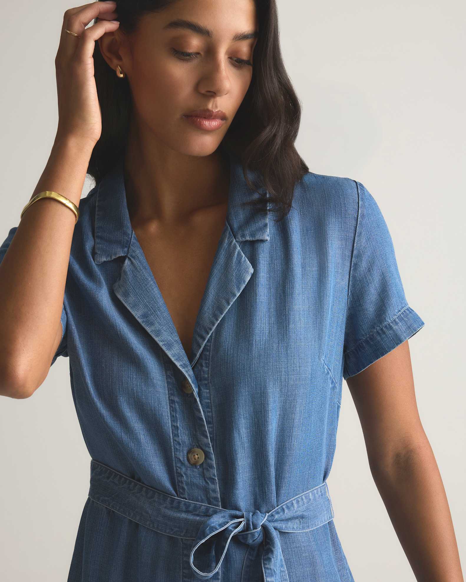 Chambray Tencel Button Front Dress Chambray Tencel Button Front Dress