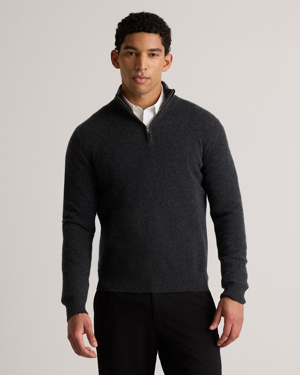 QUINCE Mongolian Cashmere Quarter Zip Sweater
