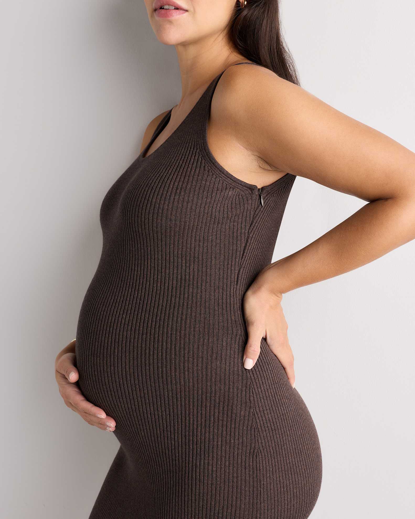 Cotton Cashmere Maternity Fitted Midi Dress - Maternity Cotton Cashmere Maternity Fitted Midi Dress - Maternity