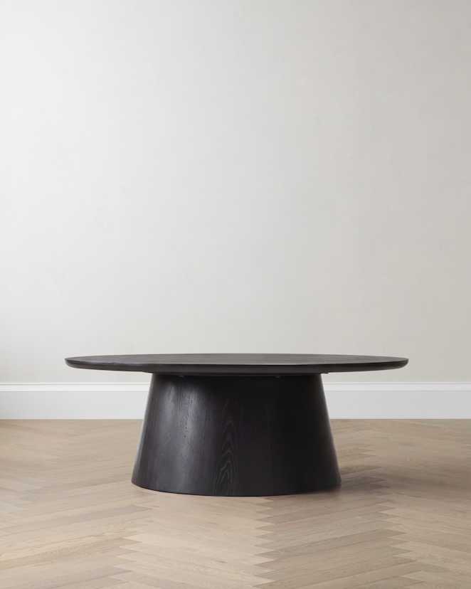 Black Oak Round Pedestal Coffee Table