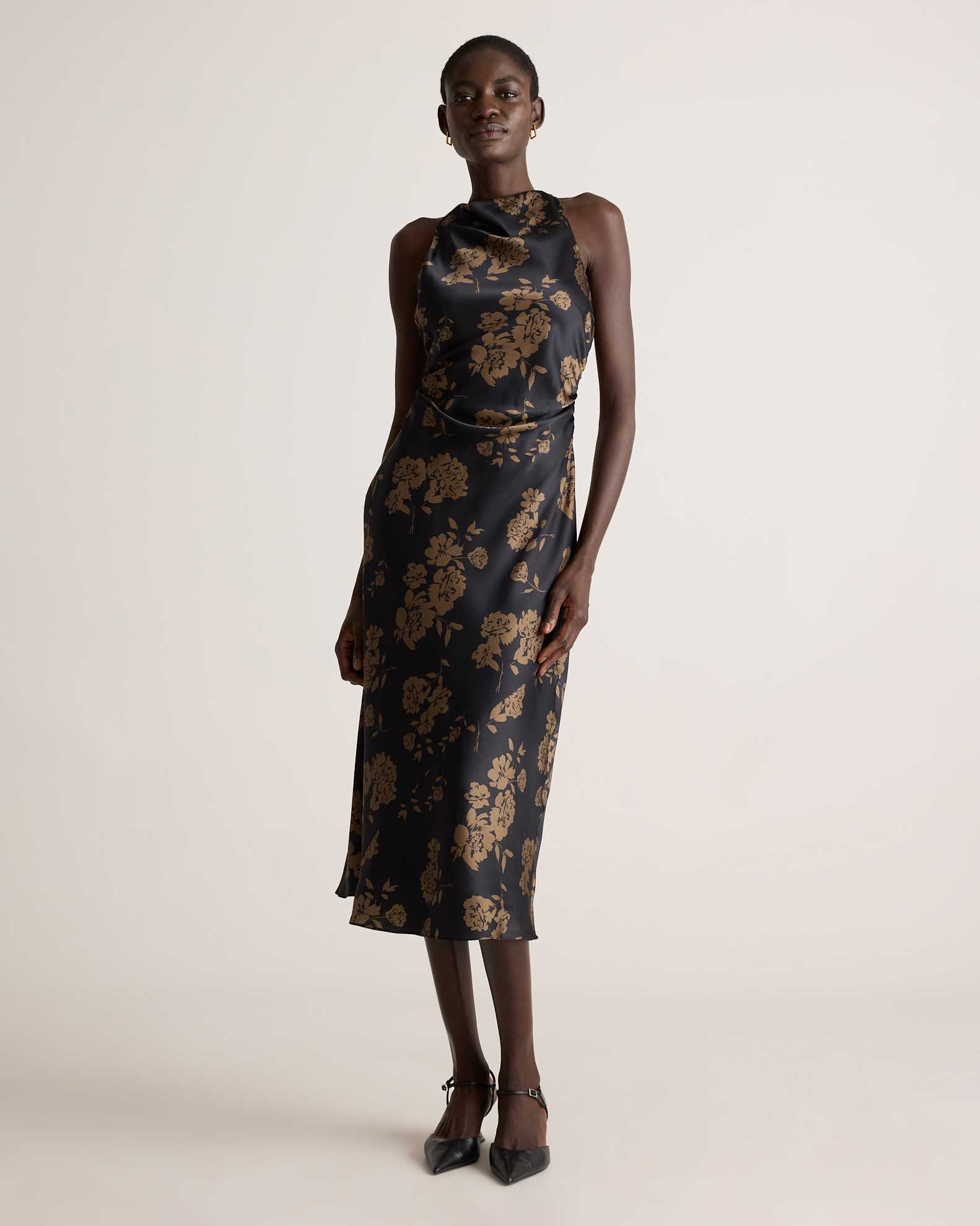 eclipse silk midi dress Lunar Eclipse Halterneck Satin Midi Dress Dusty Pink