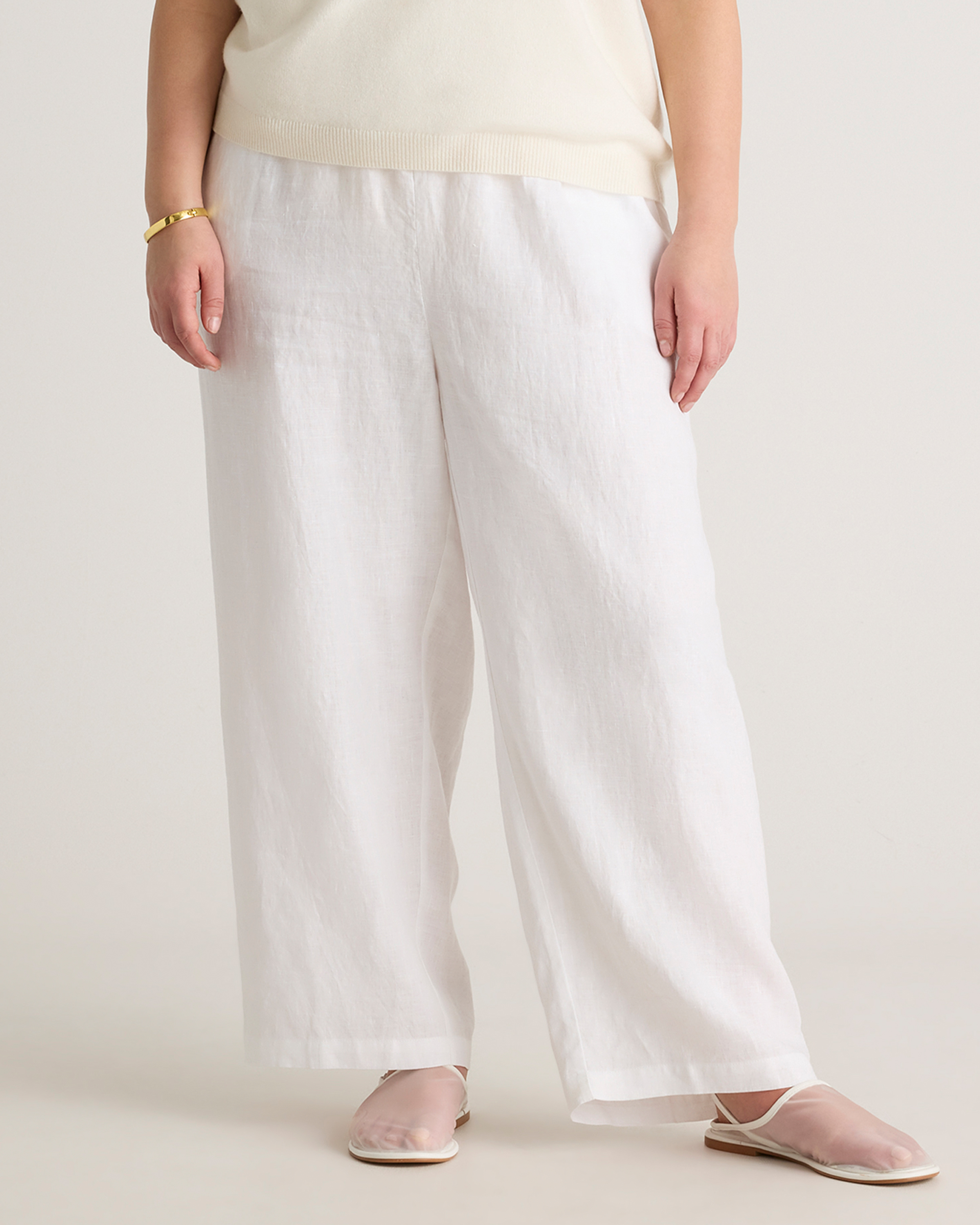 White 100% European Linen Pants