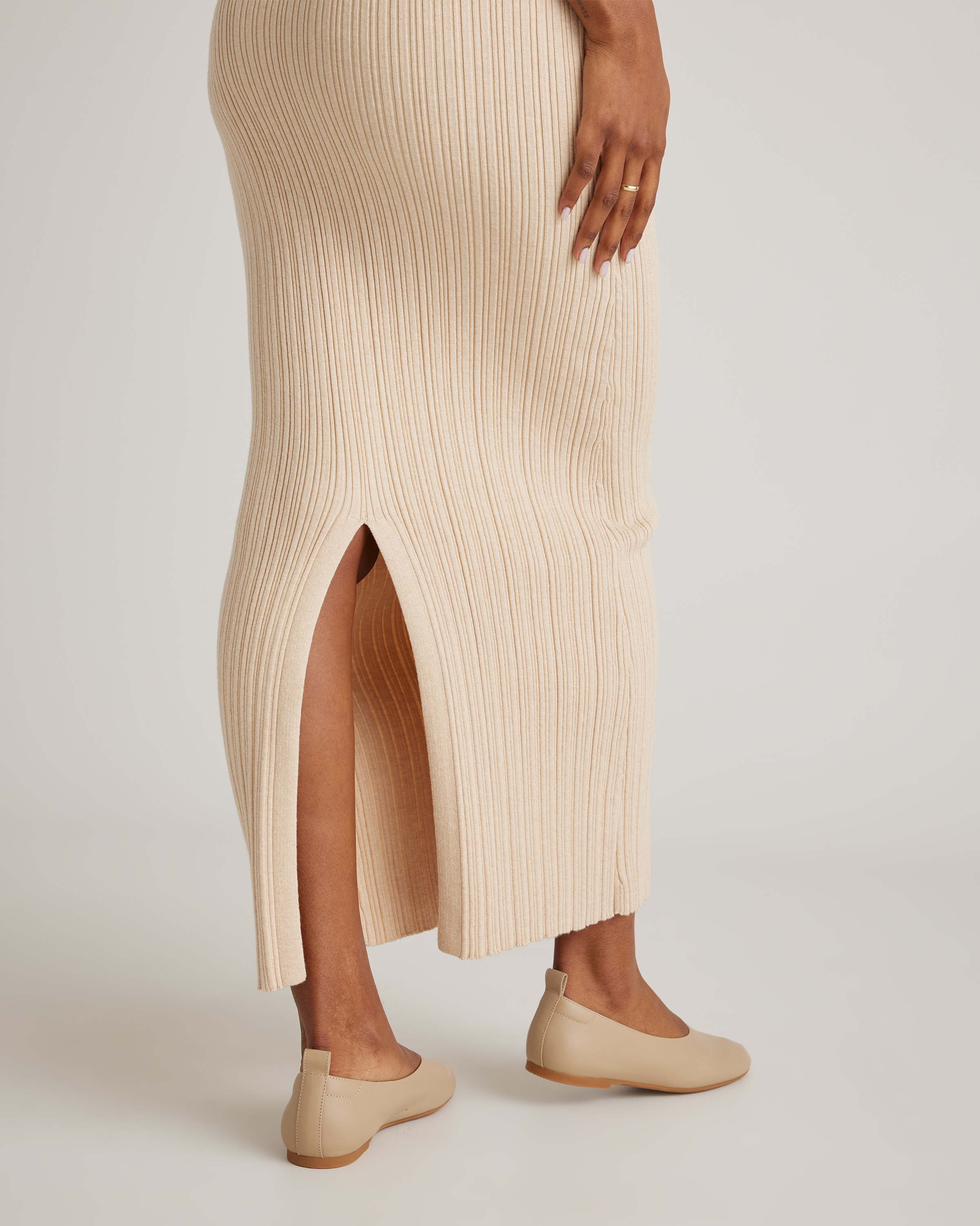 cotton cashmere ribbed sleeveless midi dress Cotton Cashmere Ribbed Sleeveless Midi Dress in Mocha Heather