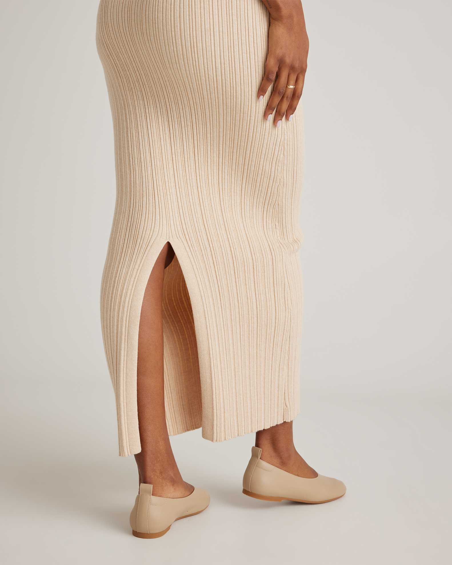 cotton cashmere ribbed sleeveless midi dress Cotton Cashmere Ribbed Sleeveless Midi Dress in Mocha Heather