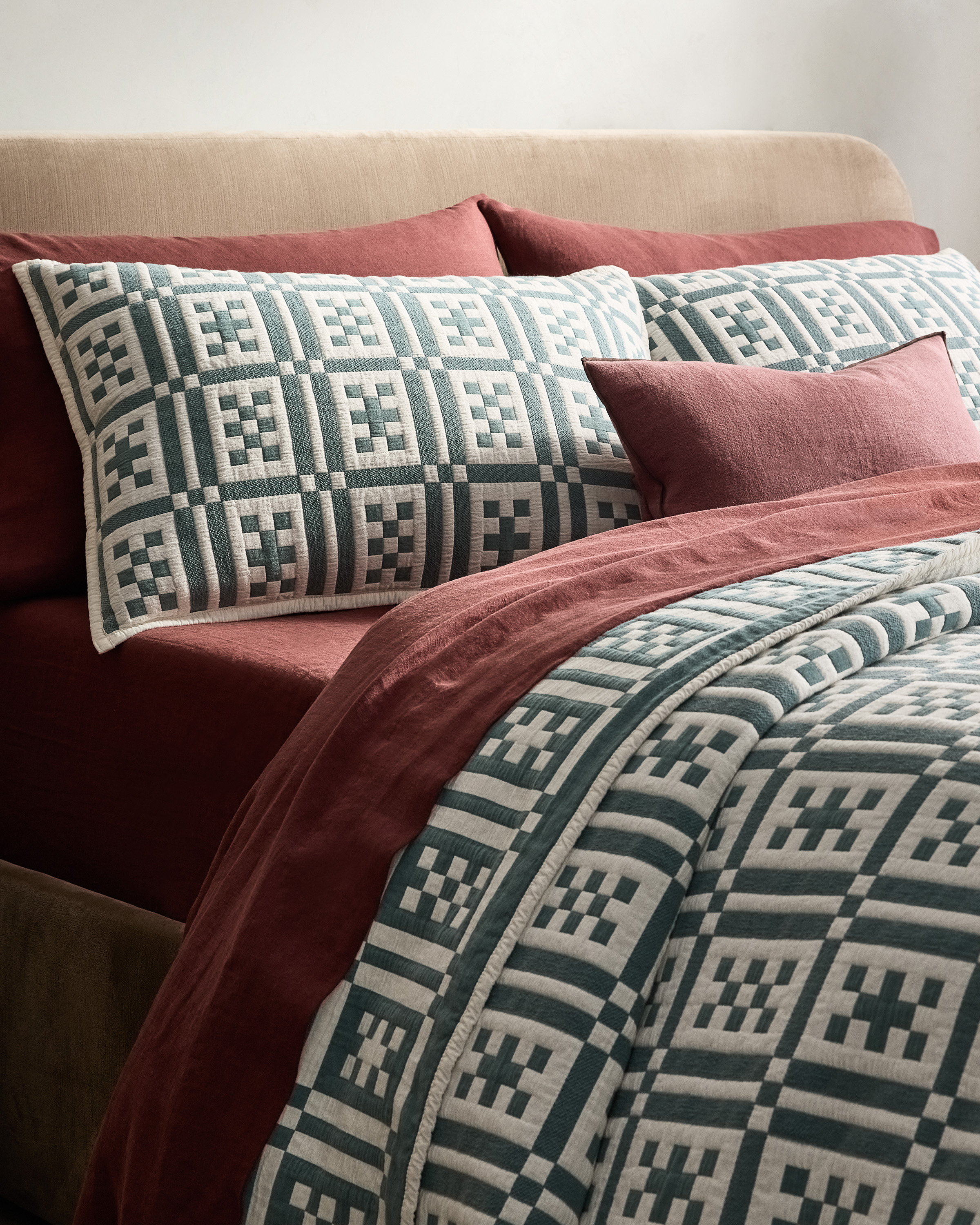 Ocean Organic Cotton Jacquard Geo Sham Set