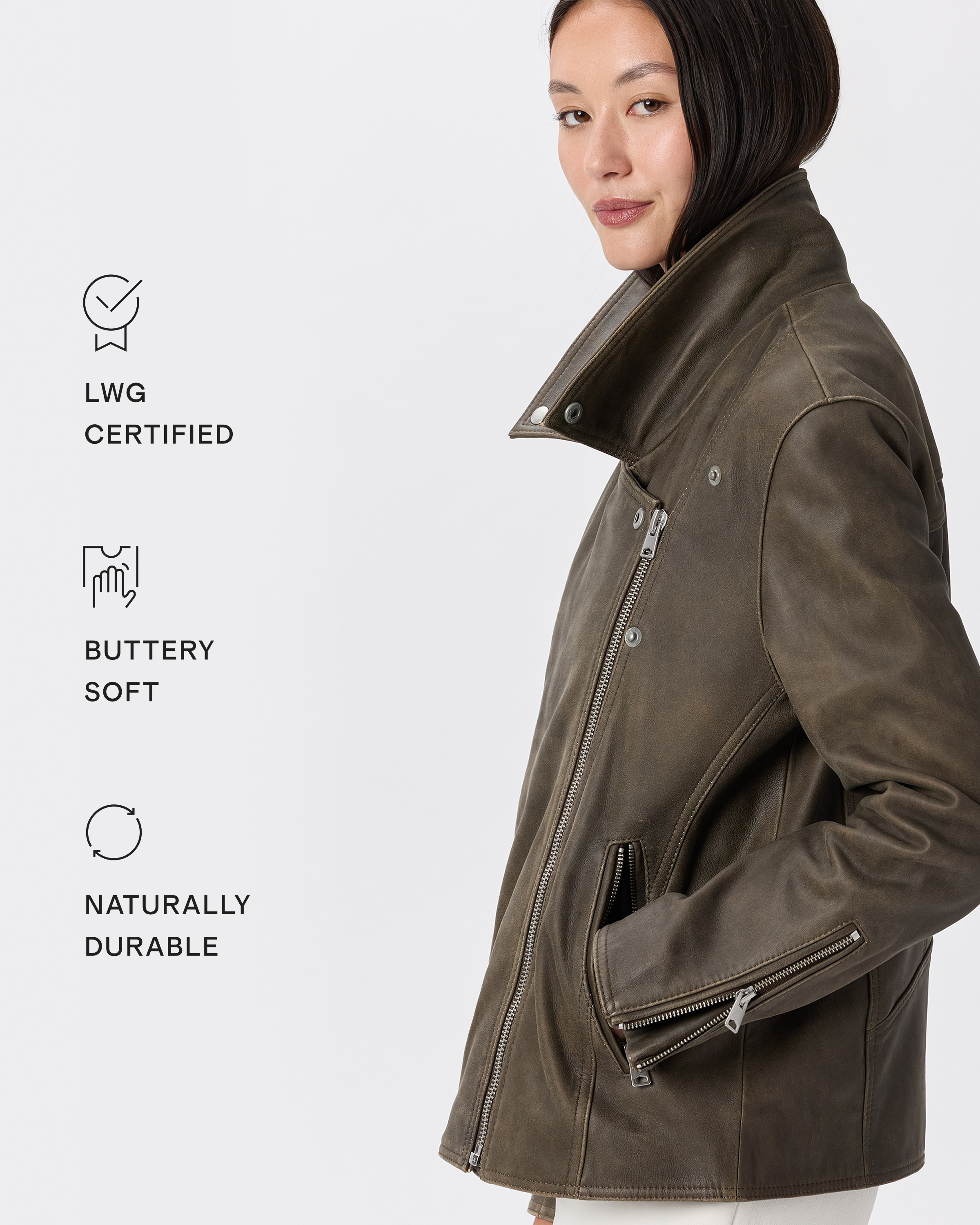 ダンスキン ALDER OVERSIZED JACKET　M 100% Leather Oversized Biker Jacket