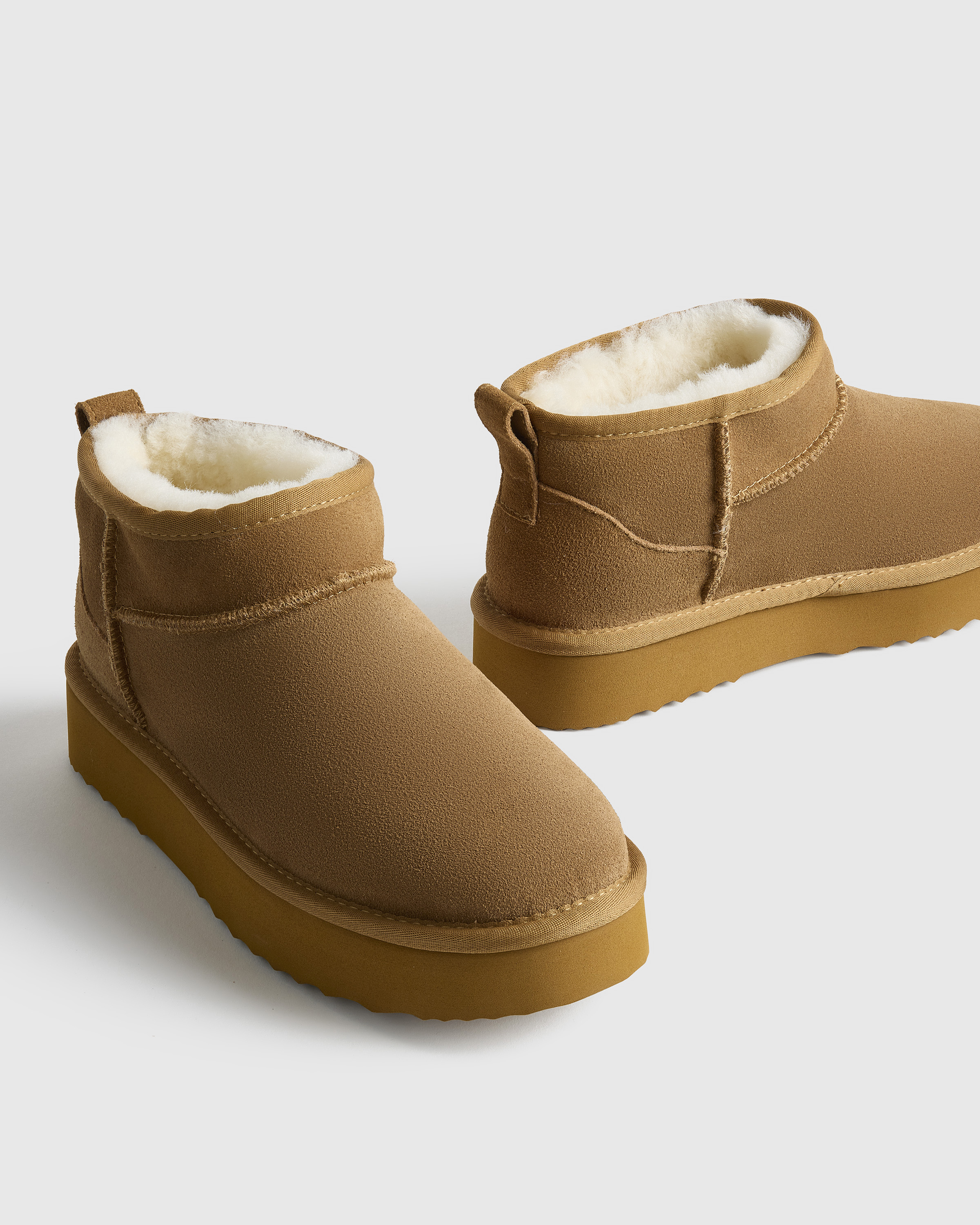 Australian Shearling Platform Mini Boot in Pecan