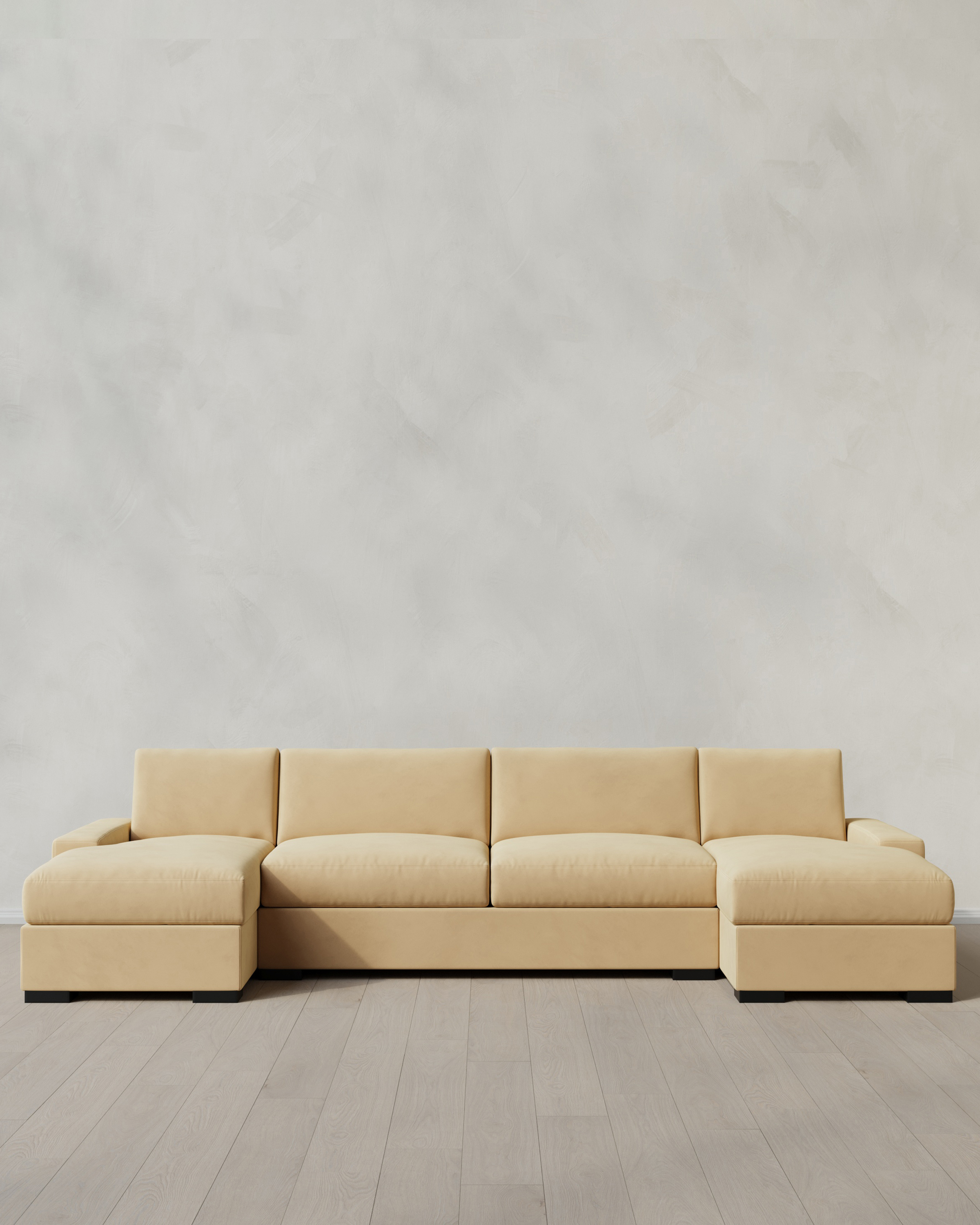 Linen Stillman U Sectional in Performance Velvet