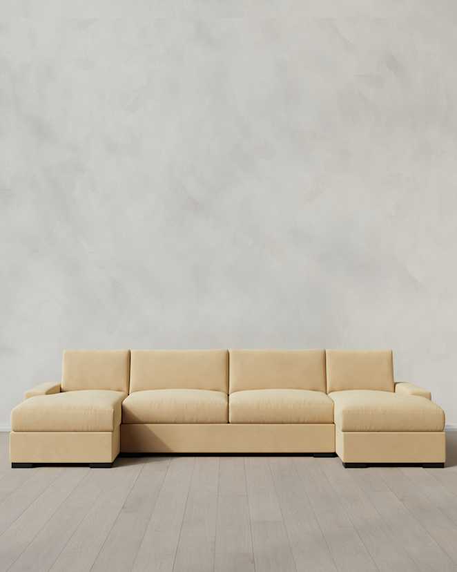 Linen Stillman U Sectional in Performance Velvet