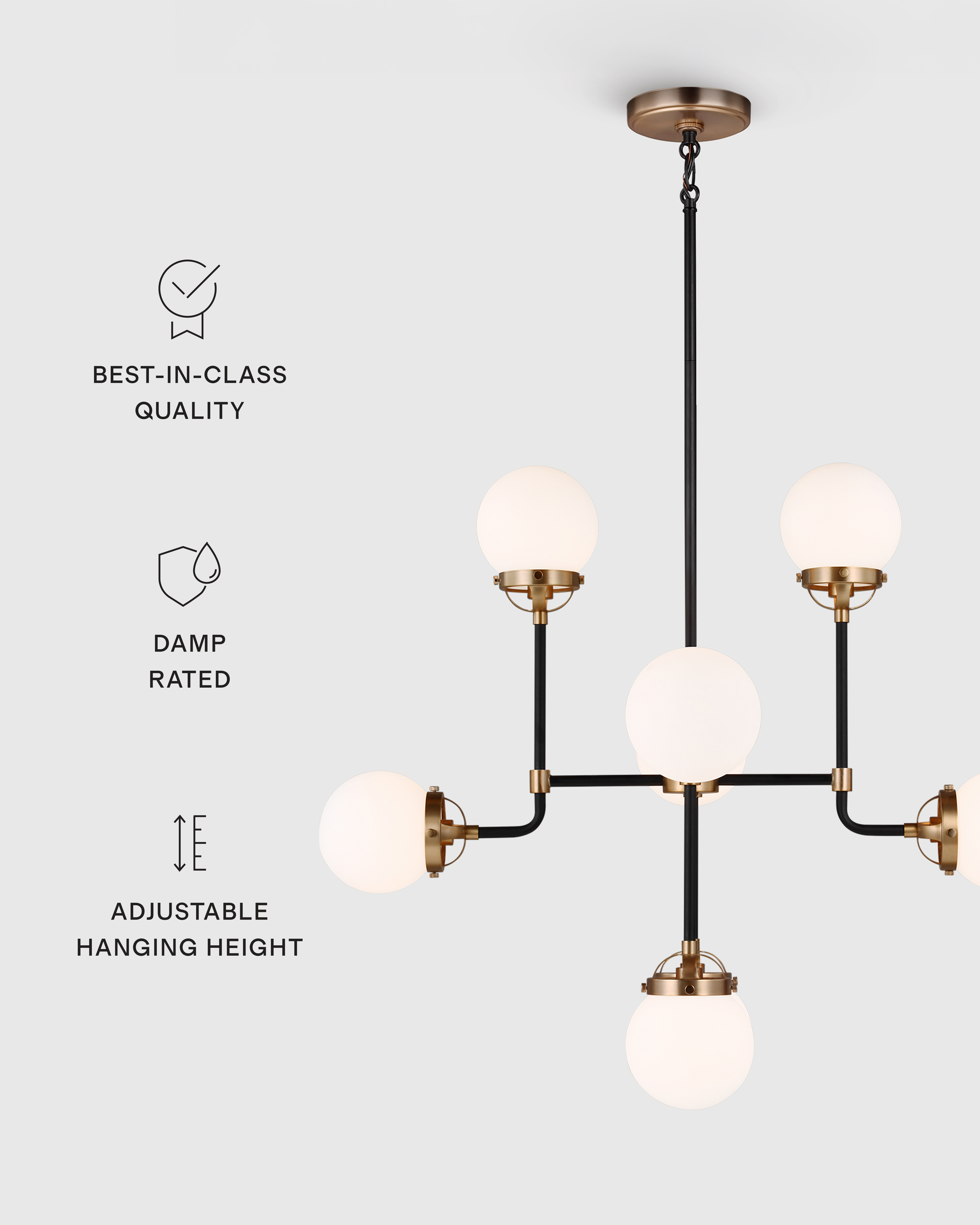 Multi Globe Steel Chandelier - Thumbnail 5