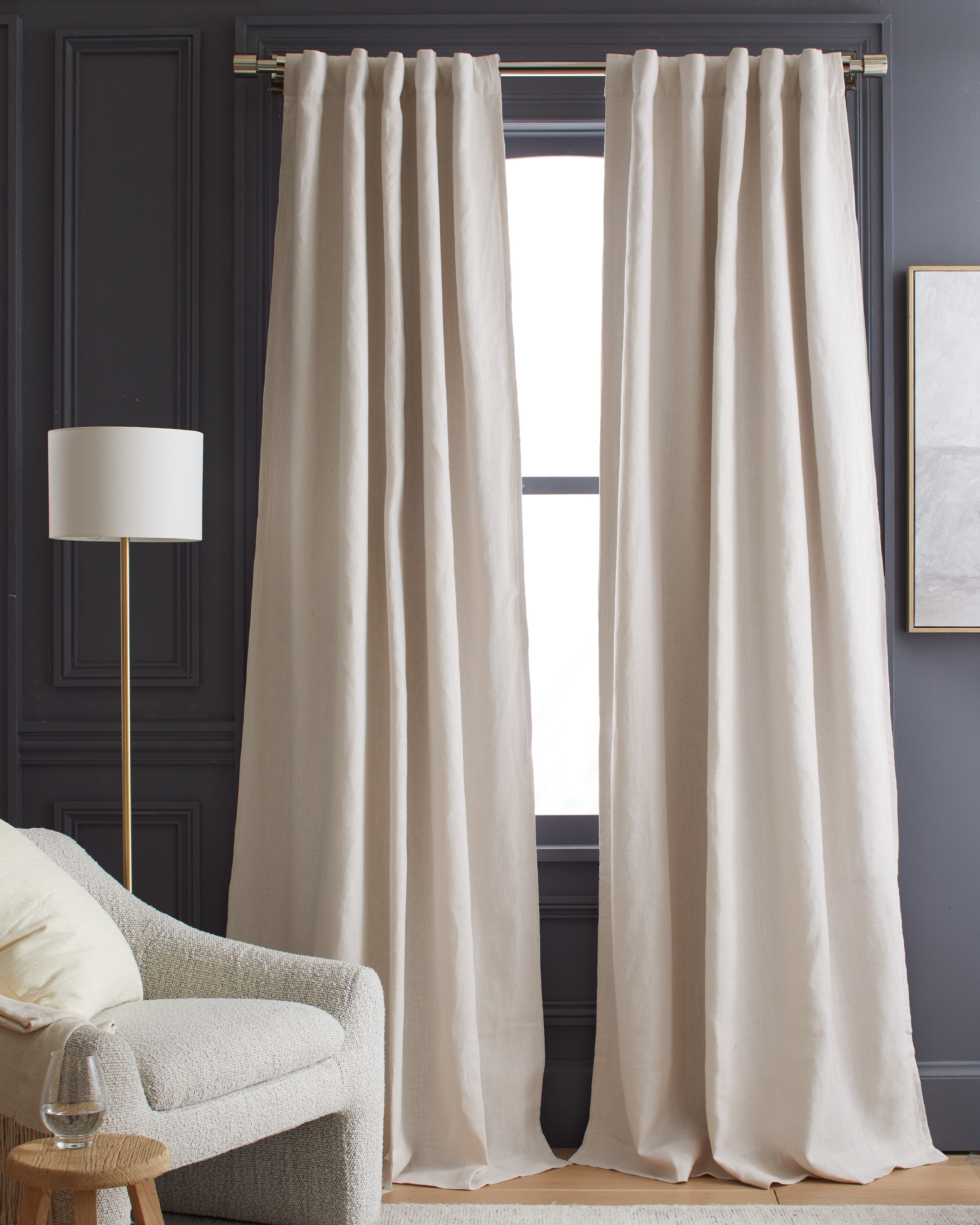 Sand Heavyweight European Linen Room Darkening Curtain