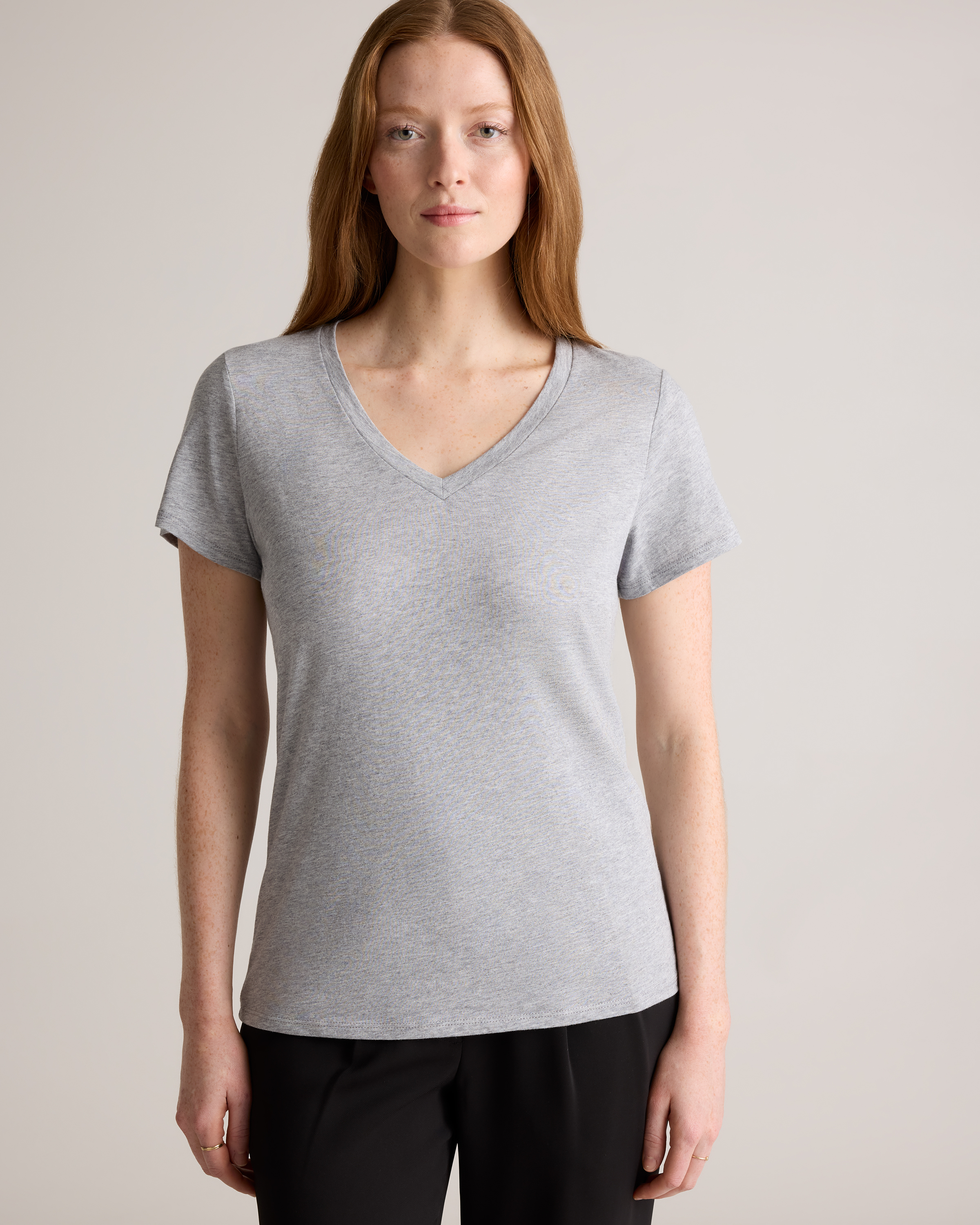 Women's Cotton Modal V Neck T-Shirt in Heather Grey, Size Medium, Cotton/Modal by Quince