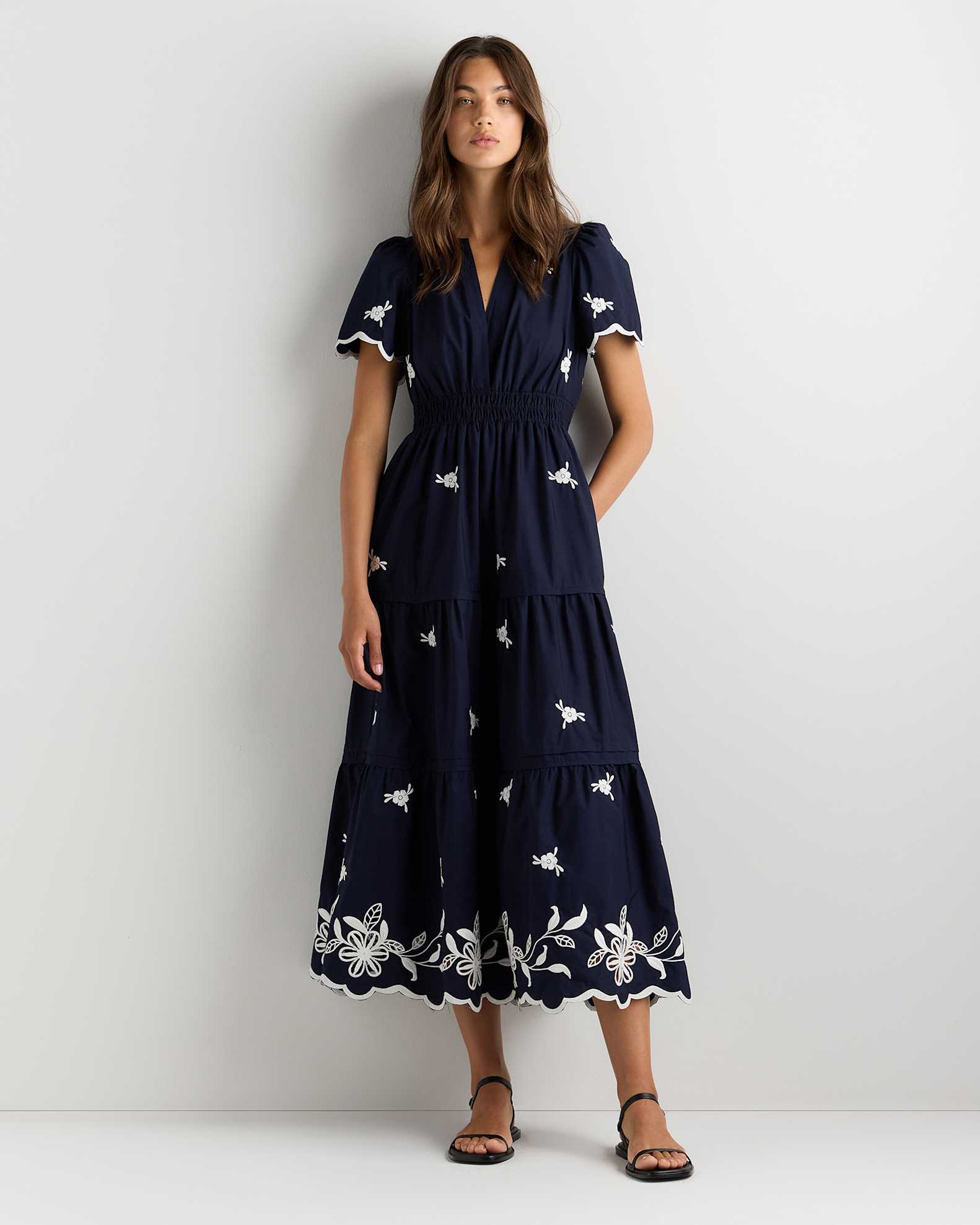 cotton and linen dresses Tawni Dress White / Medium Line Pattern Type Short Sleeve Linen Summer Dress,