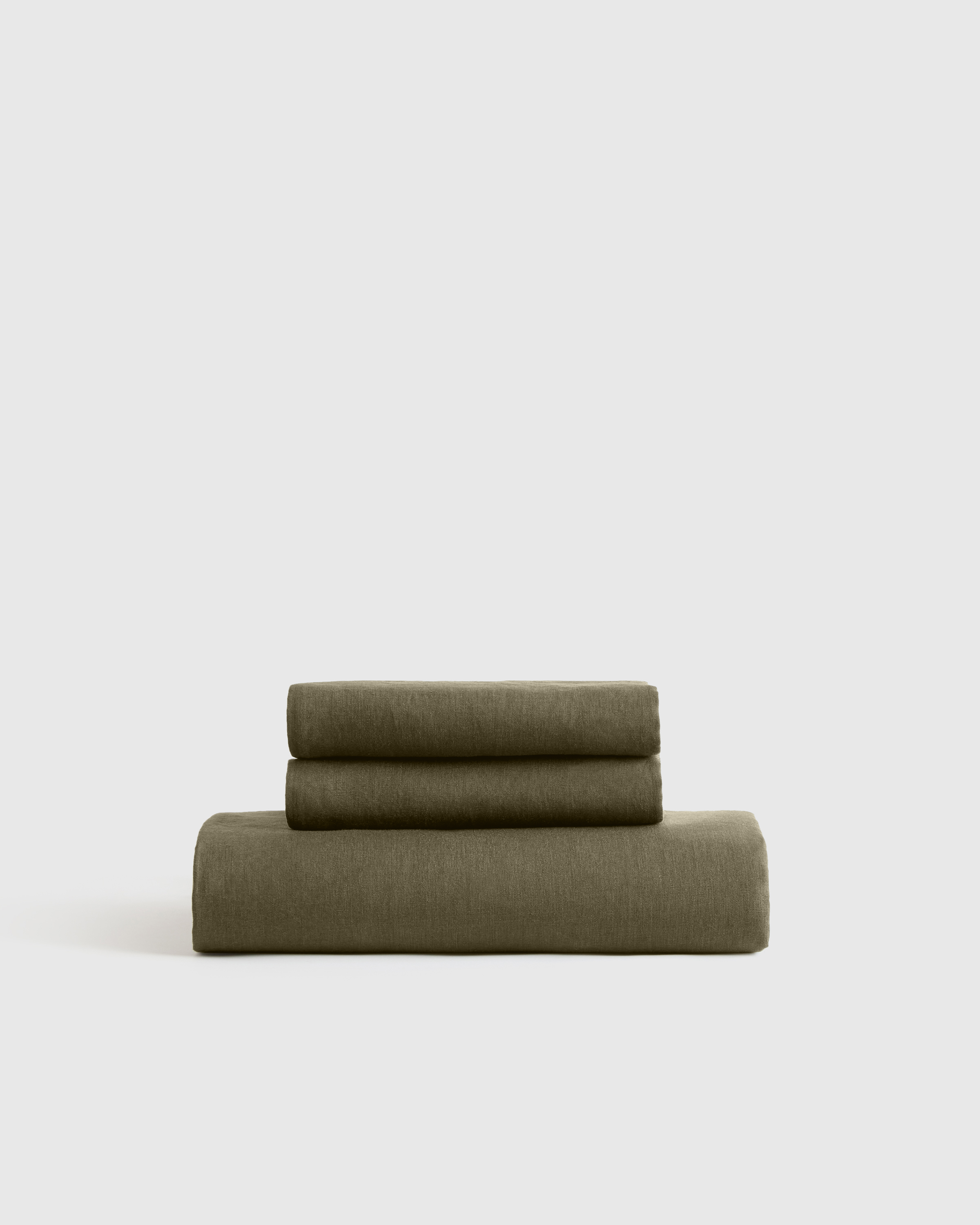 European Linen Fitted Sheet Set, Queen, Dusty Olive