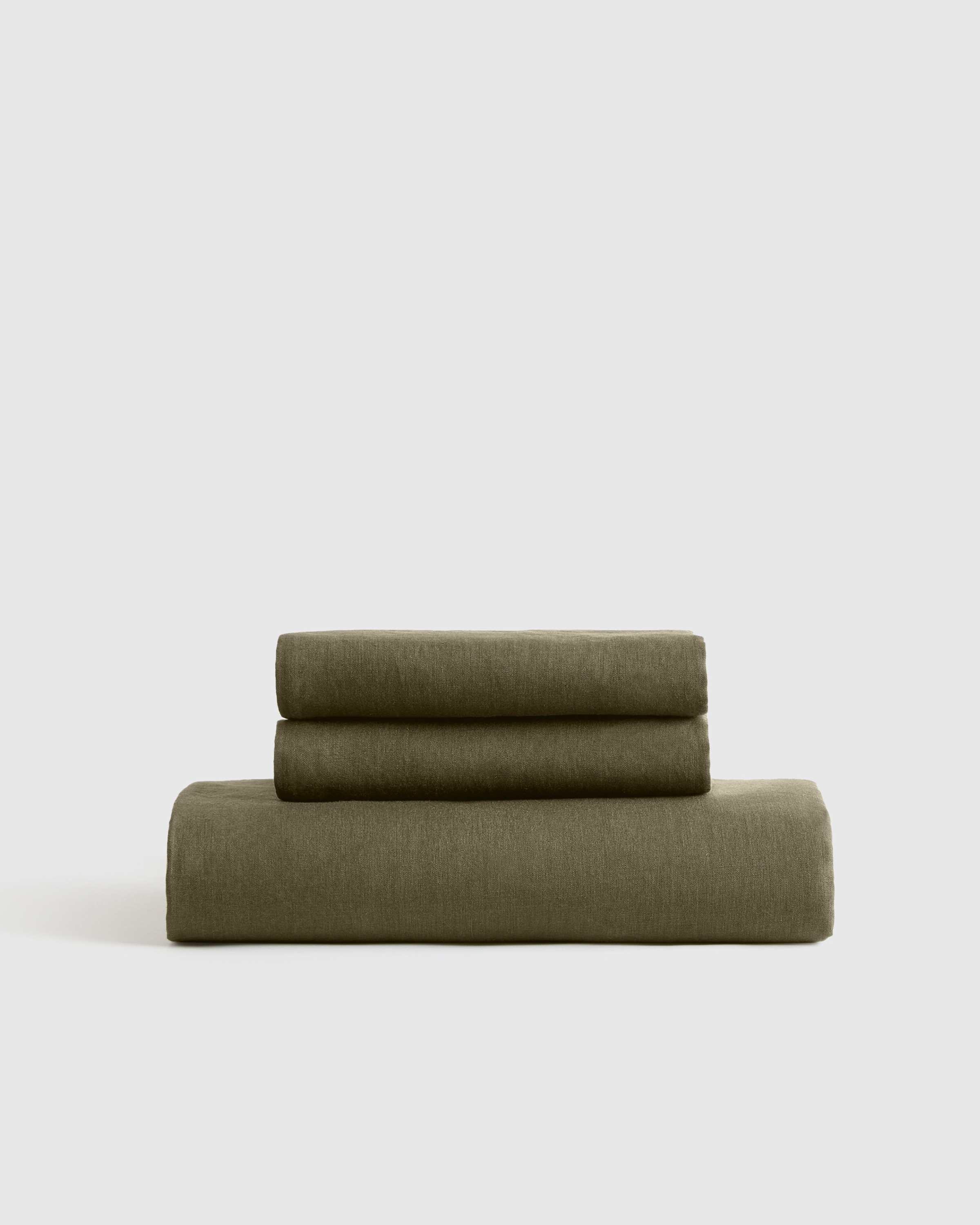 european linen fitted sheet set, king, dusty olive
